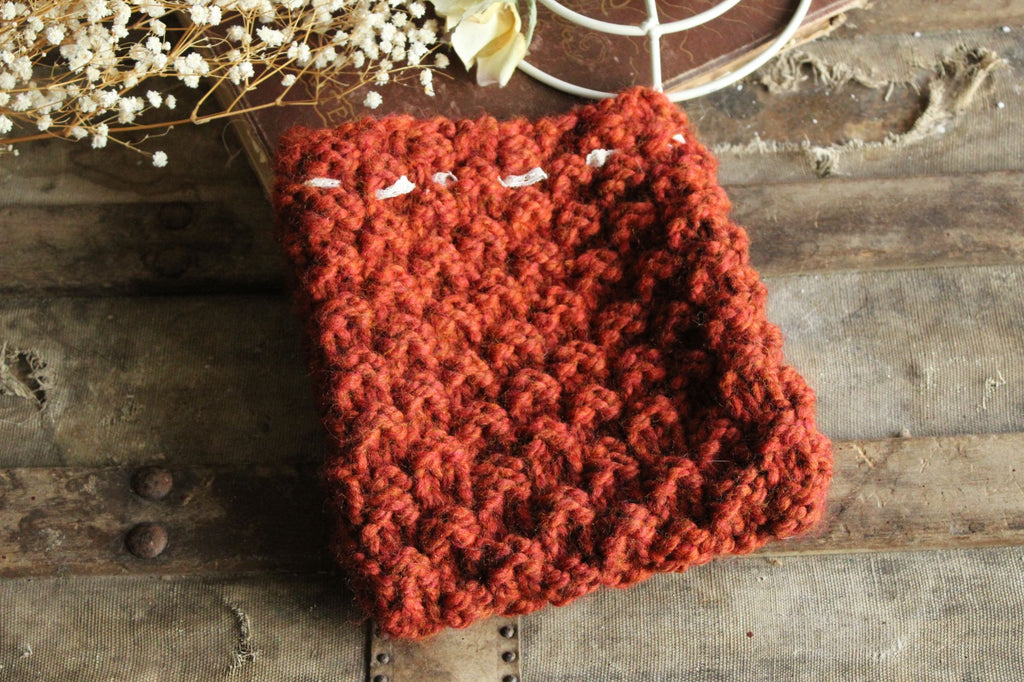 "Cinnamon" Hand Knit Book Pouch or Cover