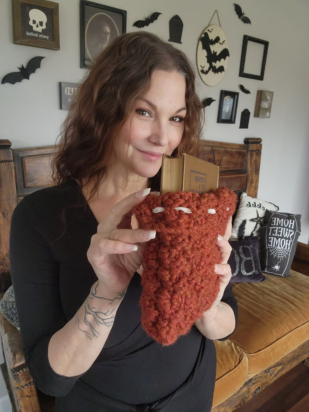 "Cinnamon" Hand Knit Book Pouch or Cover