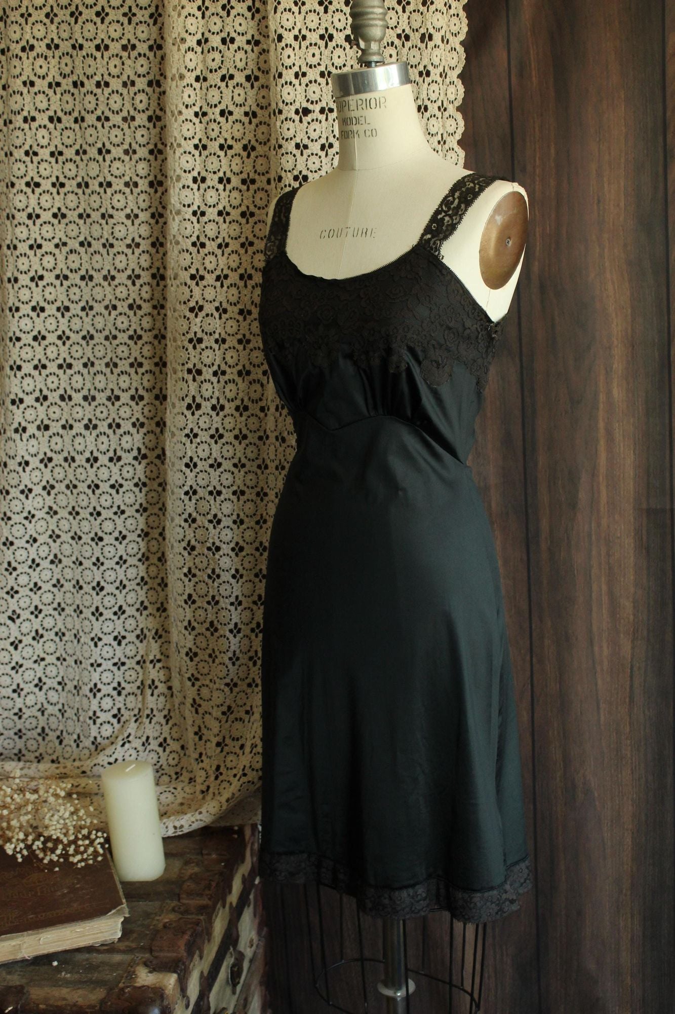 Vintage 1950s Full Slip with Lace Trim by Back Magic