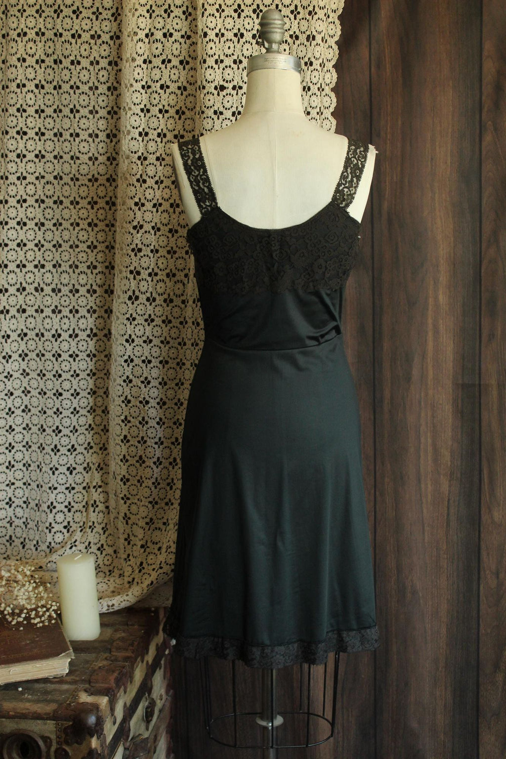 Vintage 1950s Full Slip with Lace Trim by Back Magic
