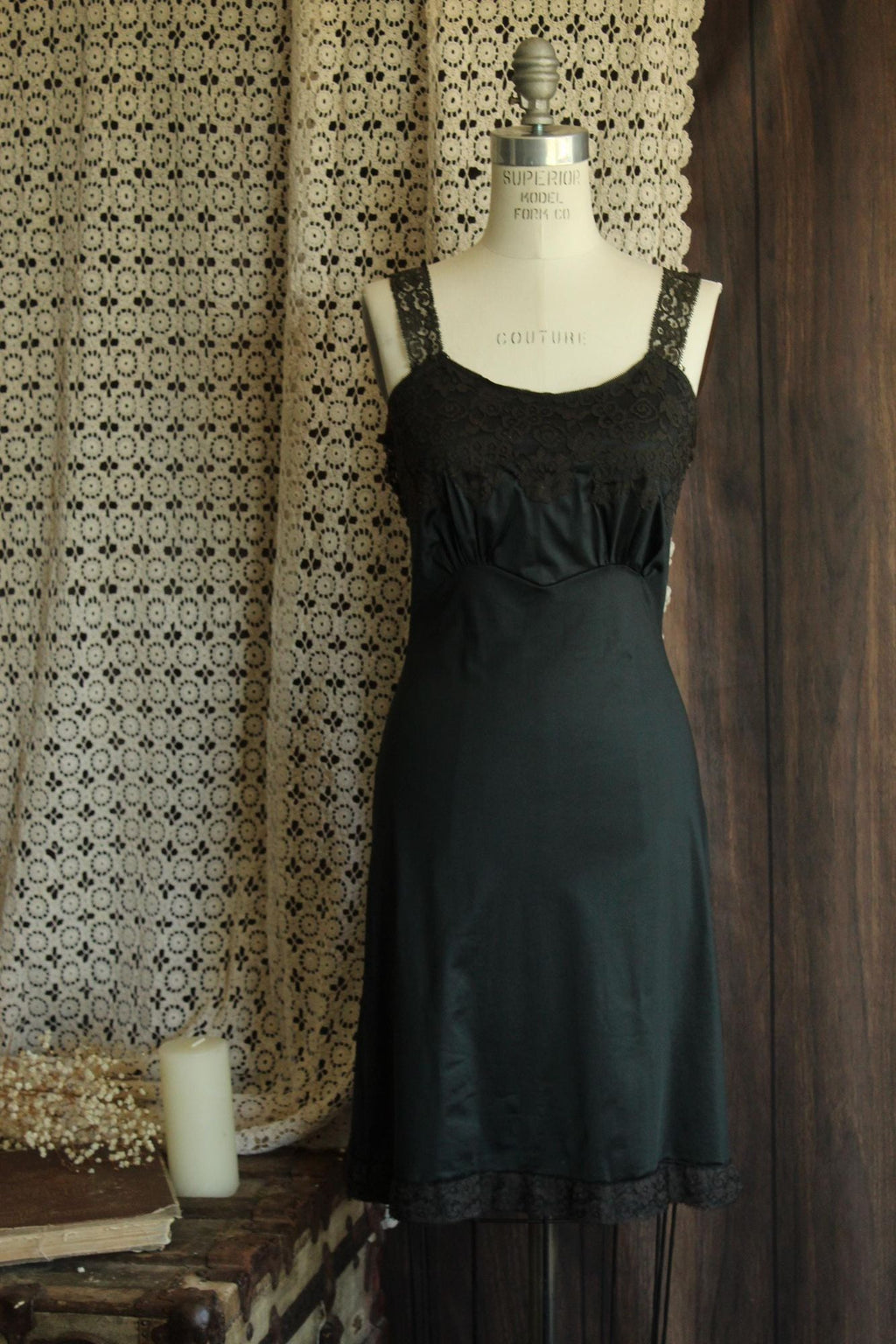 Vintage 1950s Full Slip with Lace Trim by Back Magic