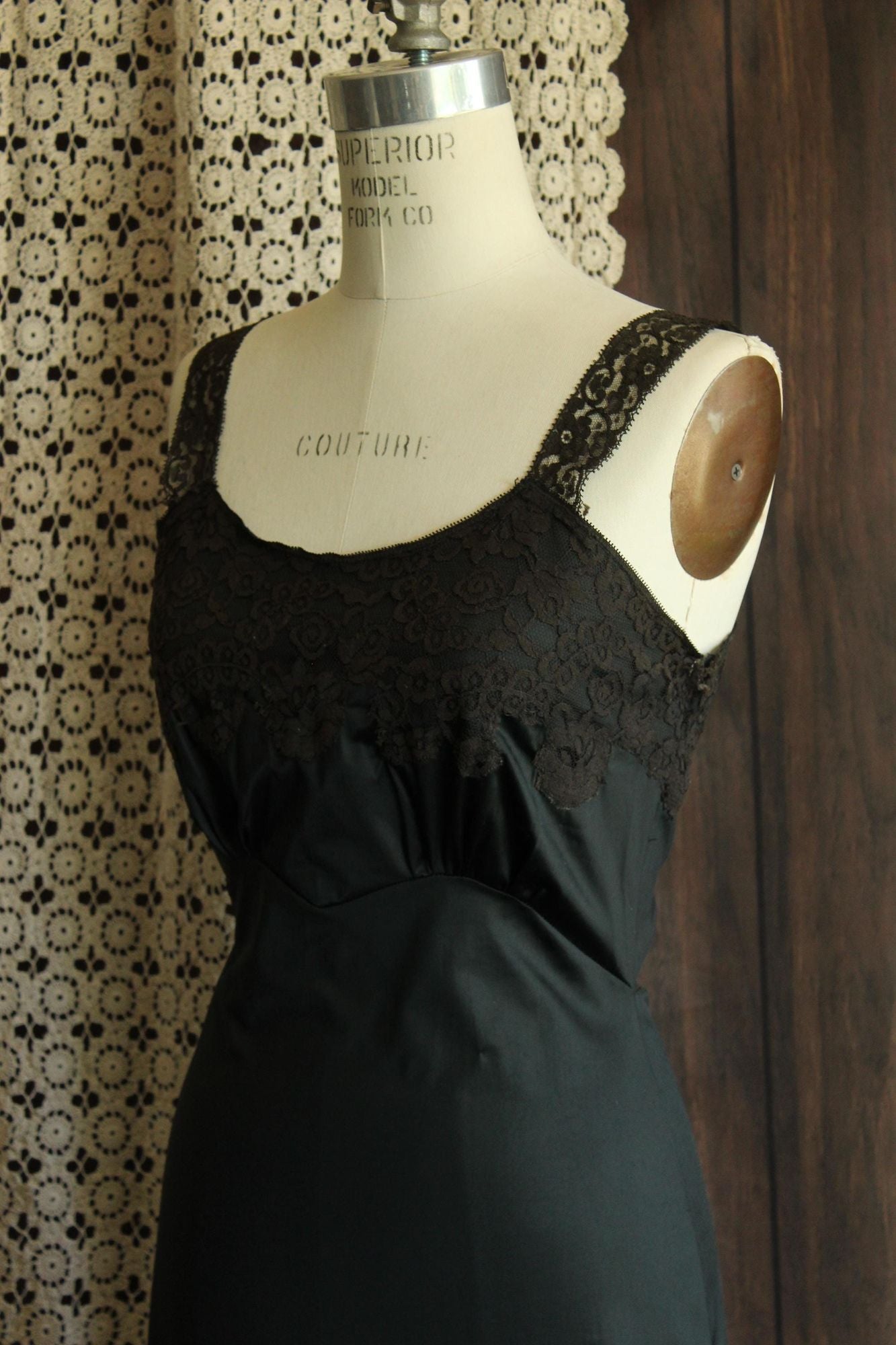 Vintage 1950s Full Slip with Lace Trim by Back Magic