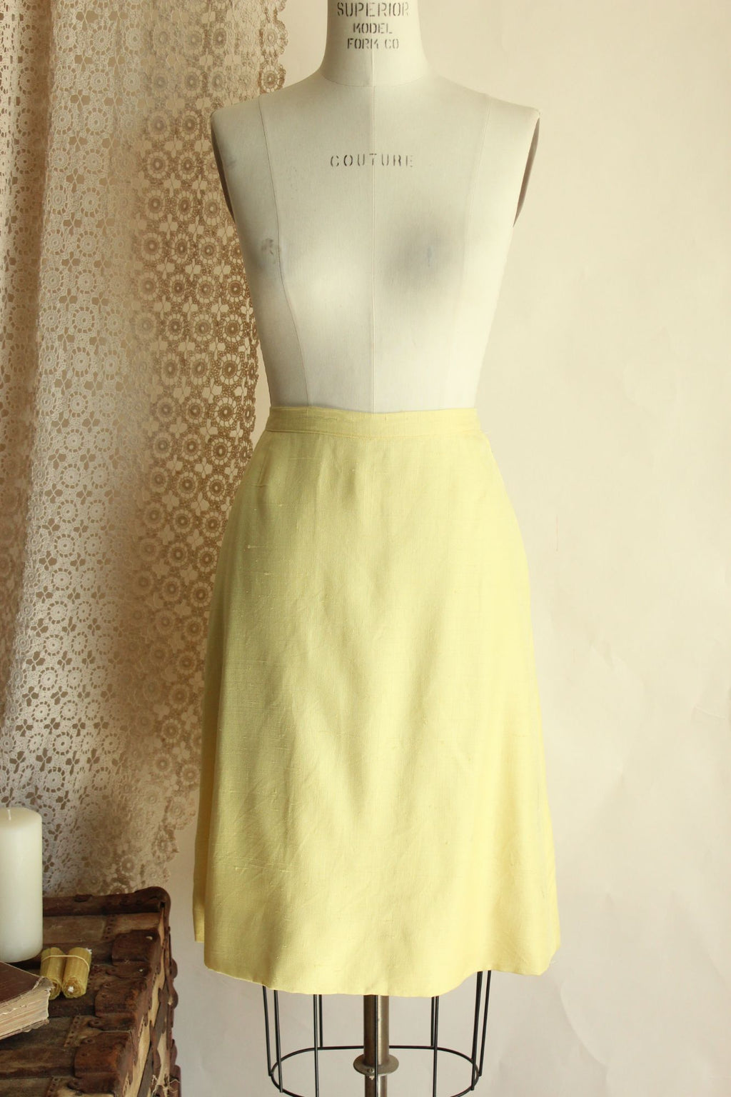 Vintage 1960s Vogue Paris Original Yellow Linen Three Piece Suit