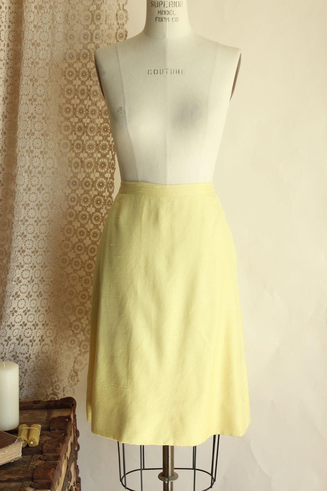Vintage 1960s Vogue Paris Original Yellow Linen Three Piece Suit