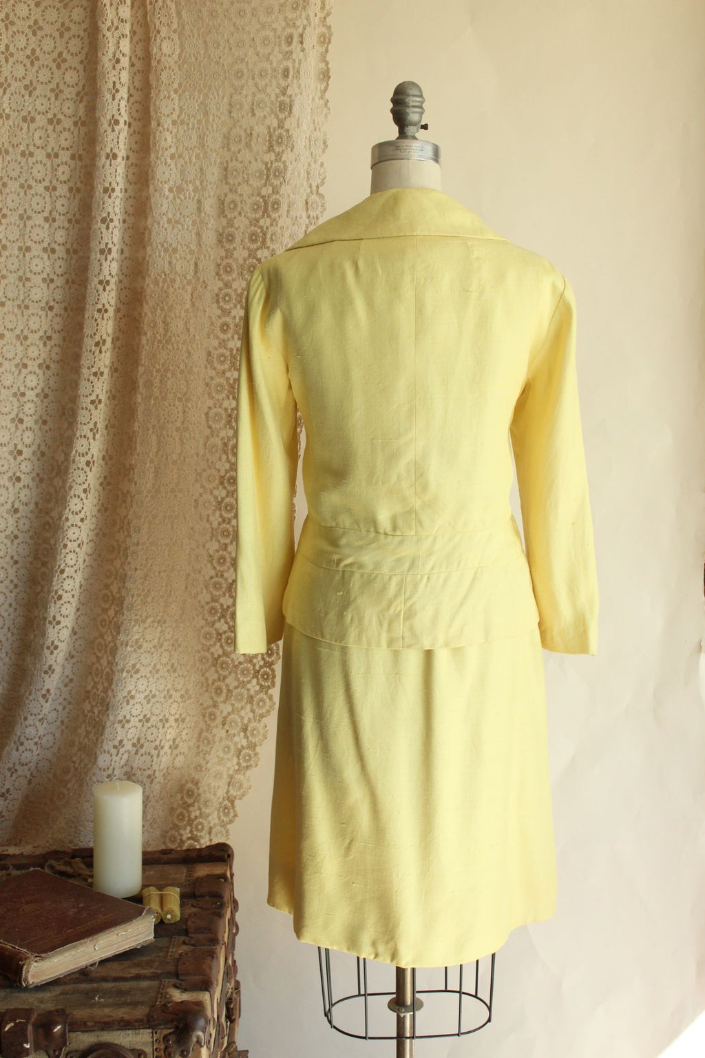 Vintage 1960s Vogue Paris Original Yellow Linen Three Piece Suit