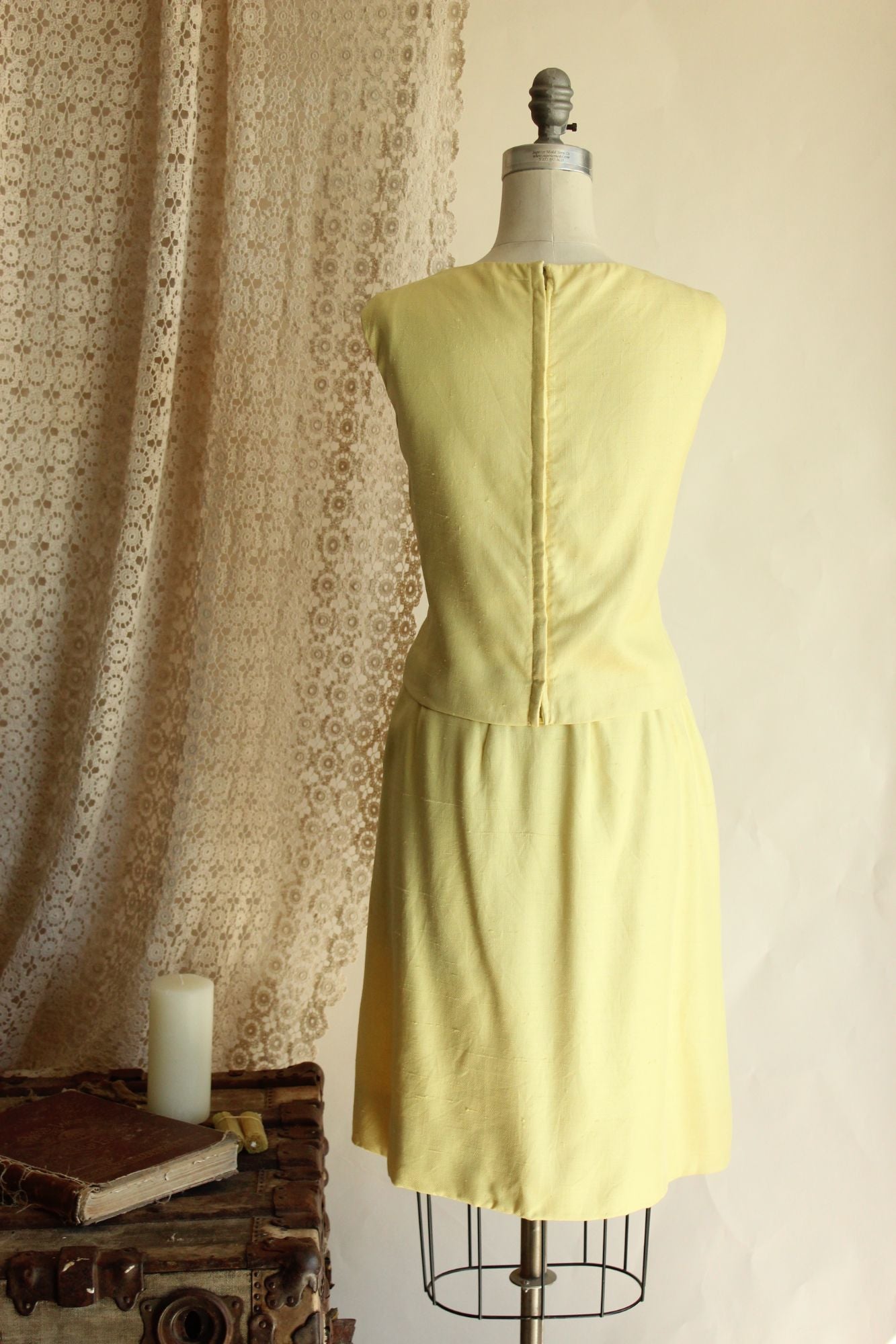 Vintage 1960s Vogue Paris Original Yellow Linen Three Piece Suit