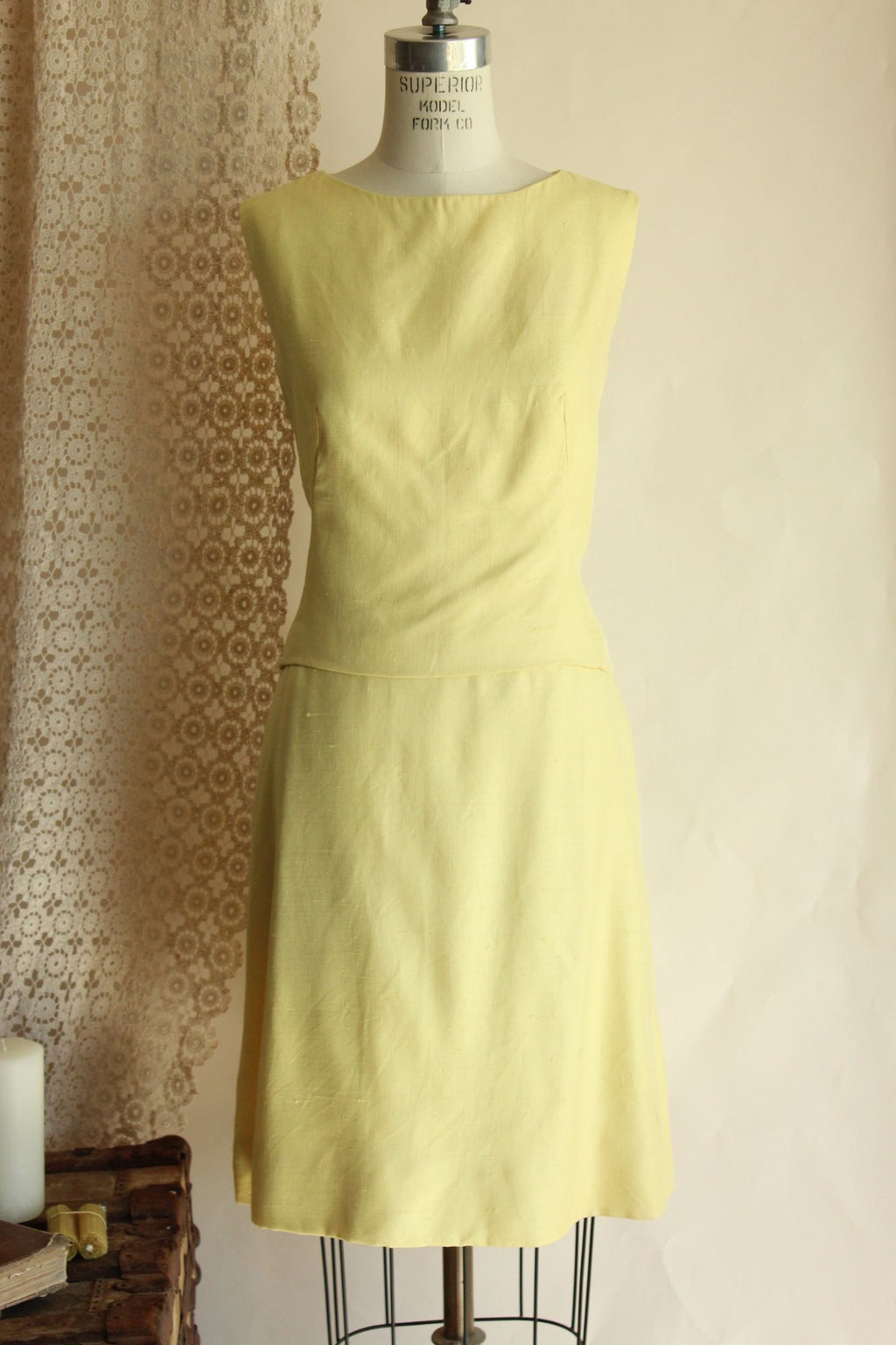 Vintage 1960s Vogue Paris Original Yellow Linen Three Piece Suit