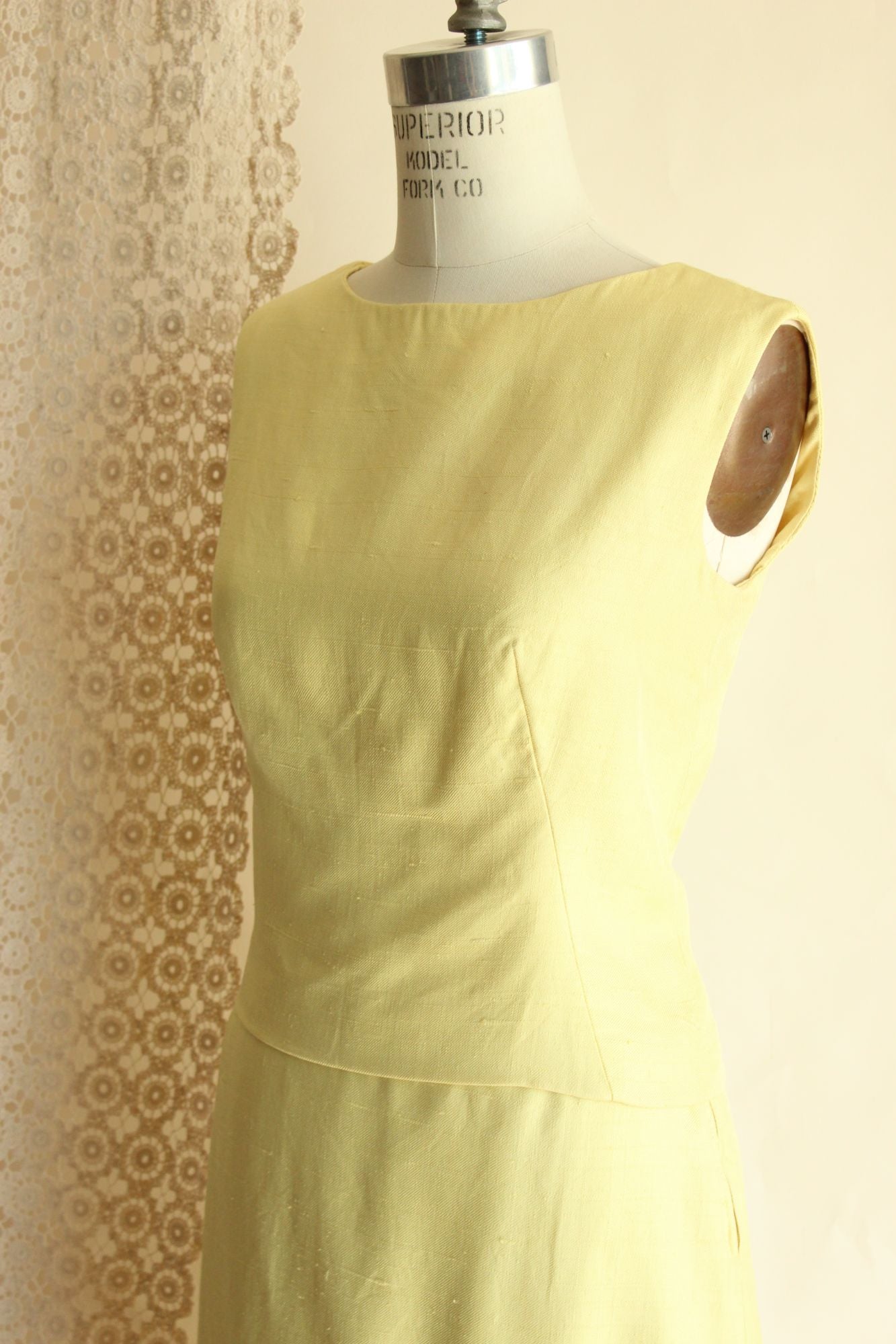 Vintage 1960s Vogue Paris Original Yellow Linen Three Piece Suit