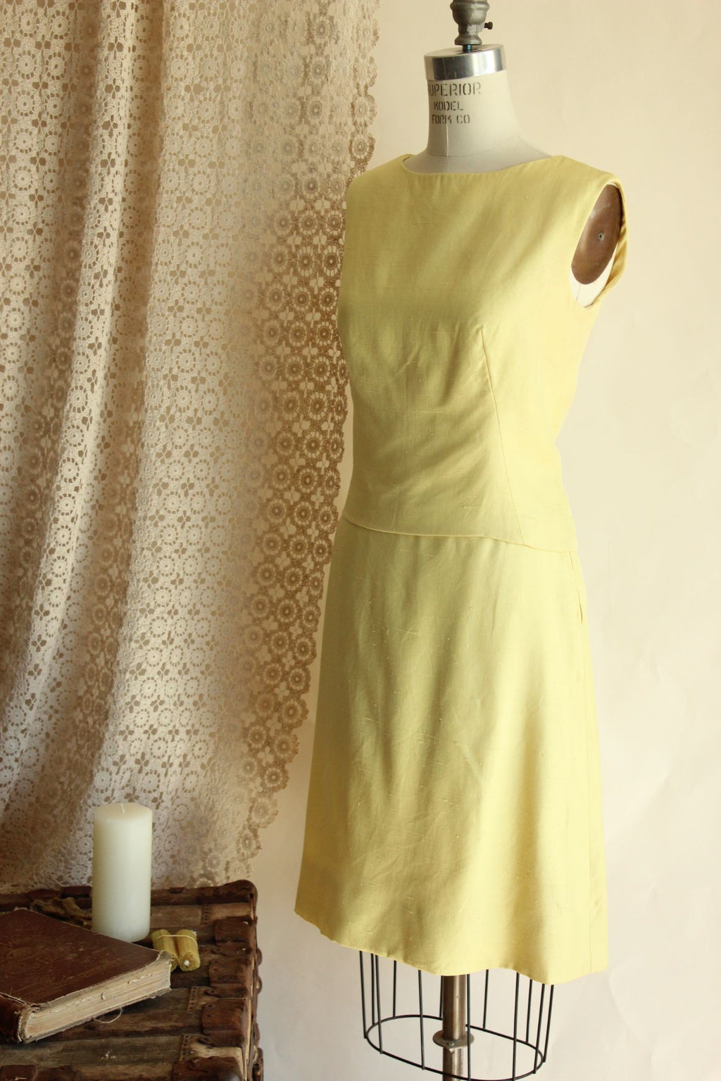 Vintage 1960s Vogue Paris Original Yellow Linen Three Piece Suit