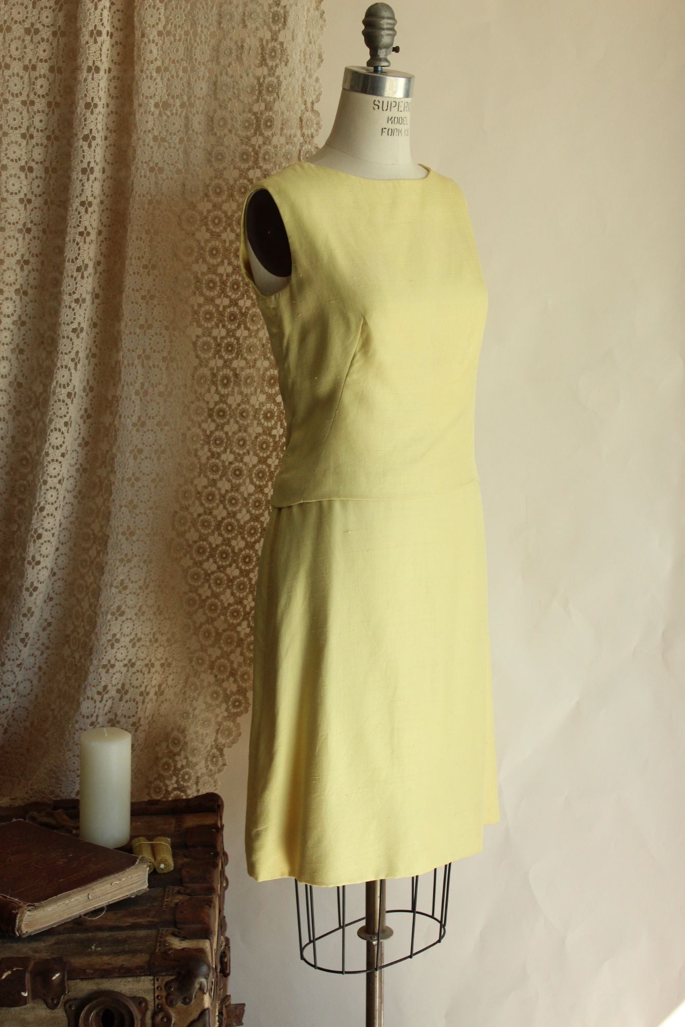Vintage 1960s Vogue Paris Original Yellow Linen Three Piece Suit