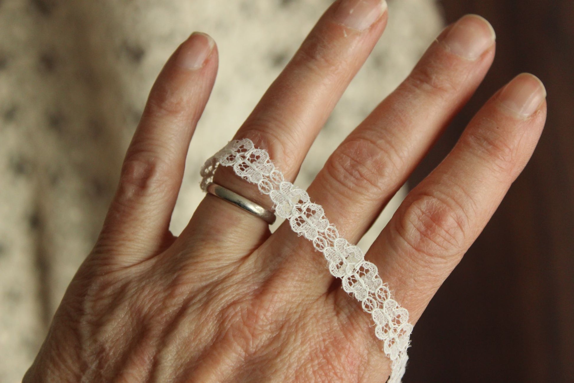 Vintage White Lace Trim, 7/16" wide 2 yards