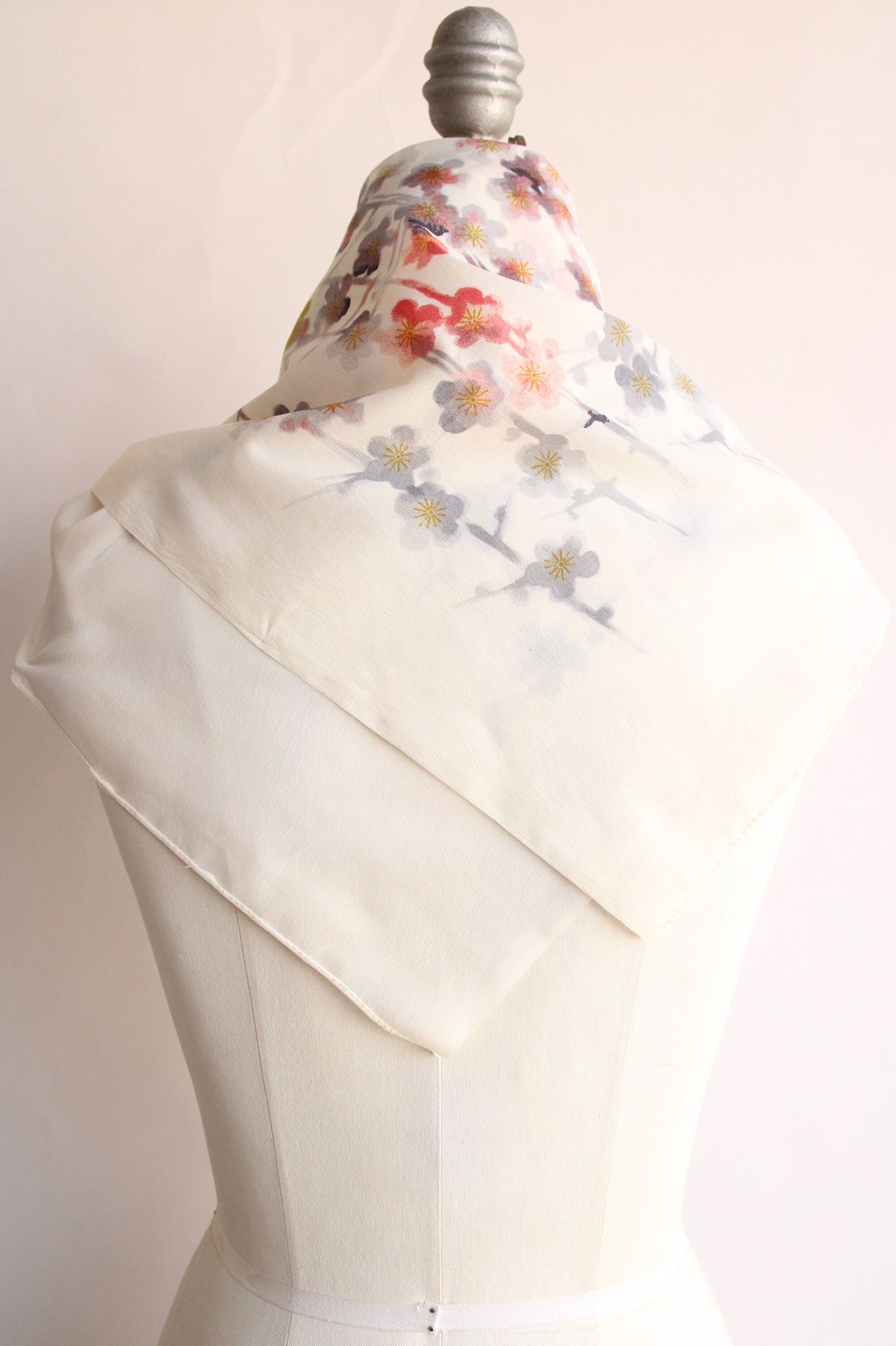 Vintage 1950s 1960s Toray Japanese Watercolor Floral Scarf