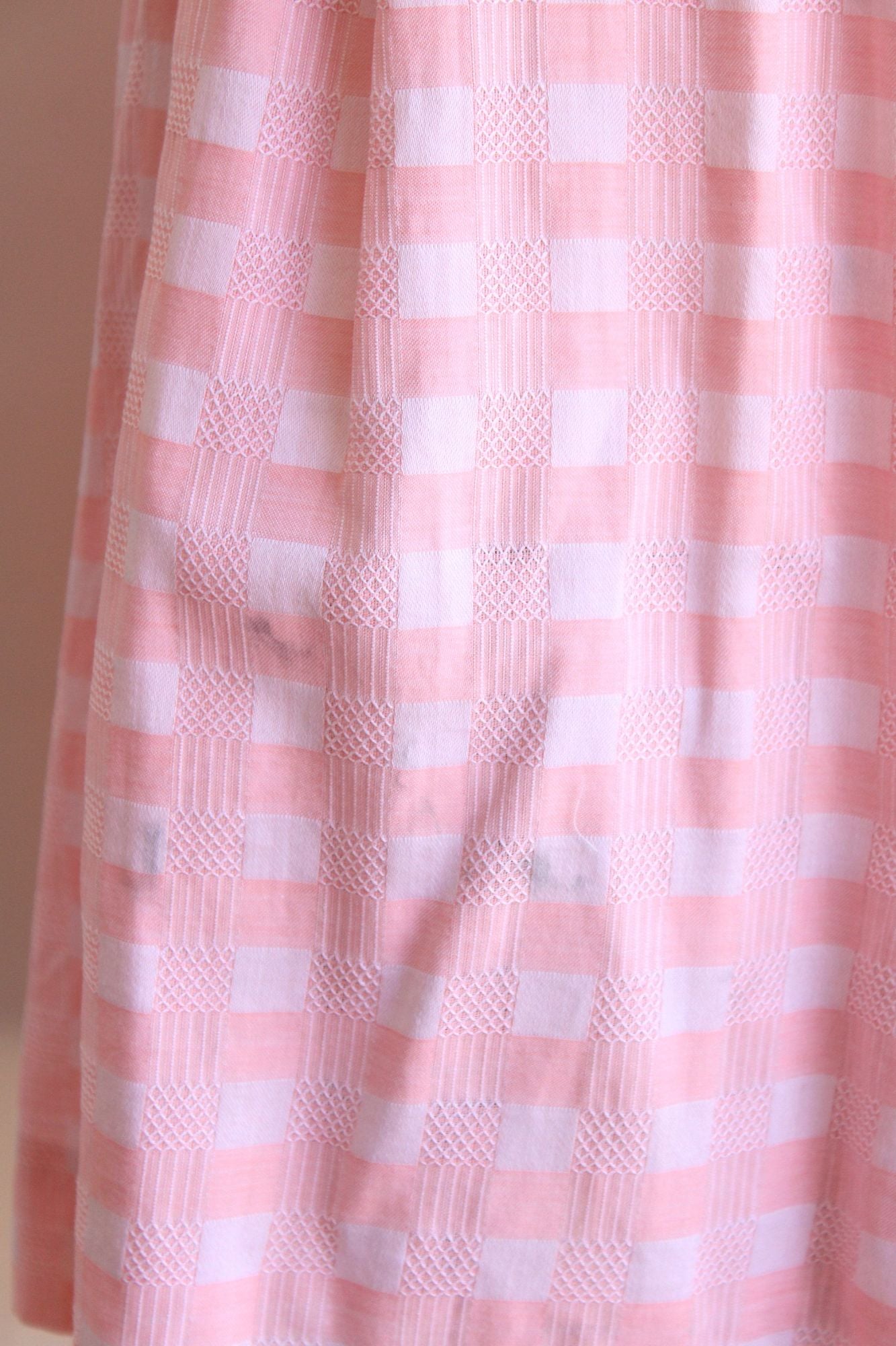 Vintage 1950s Pink Check Print Cotton Shirtwaist Dress, Volup Size