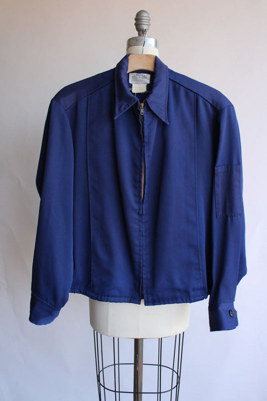 Vintage 1970s 1980s Mens Boss Uniform Co. Navy Blue Work Jacket