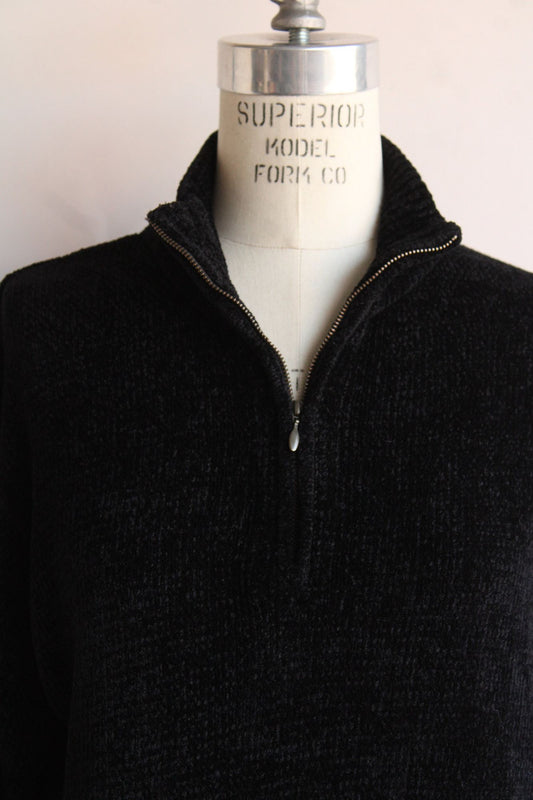 Vintage 1990s 2000s Black Chenille Sweater