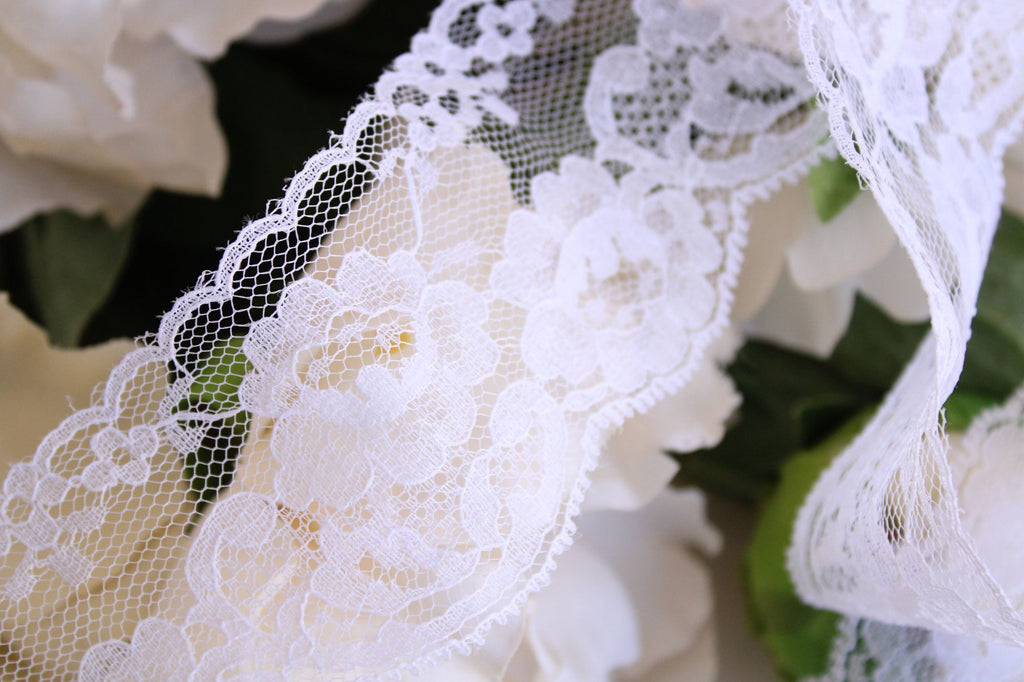 Vintage White Lace Trim, 3 Yards, 2.25" wide, Nylon