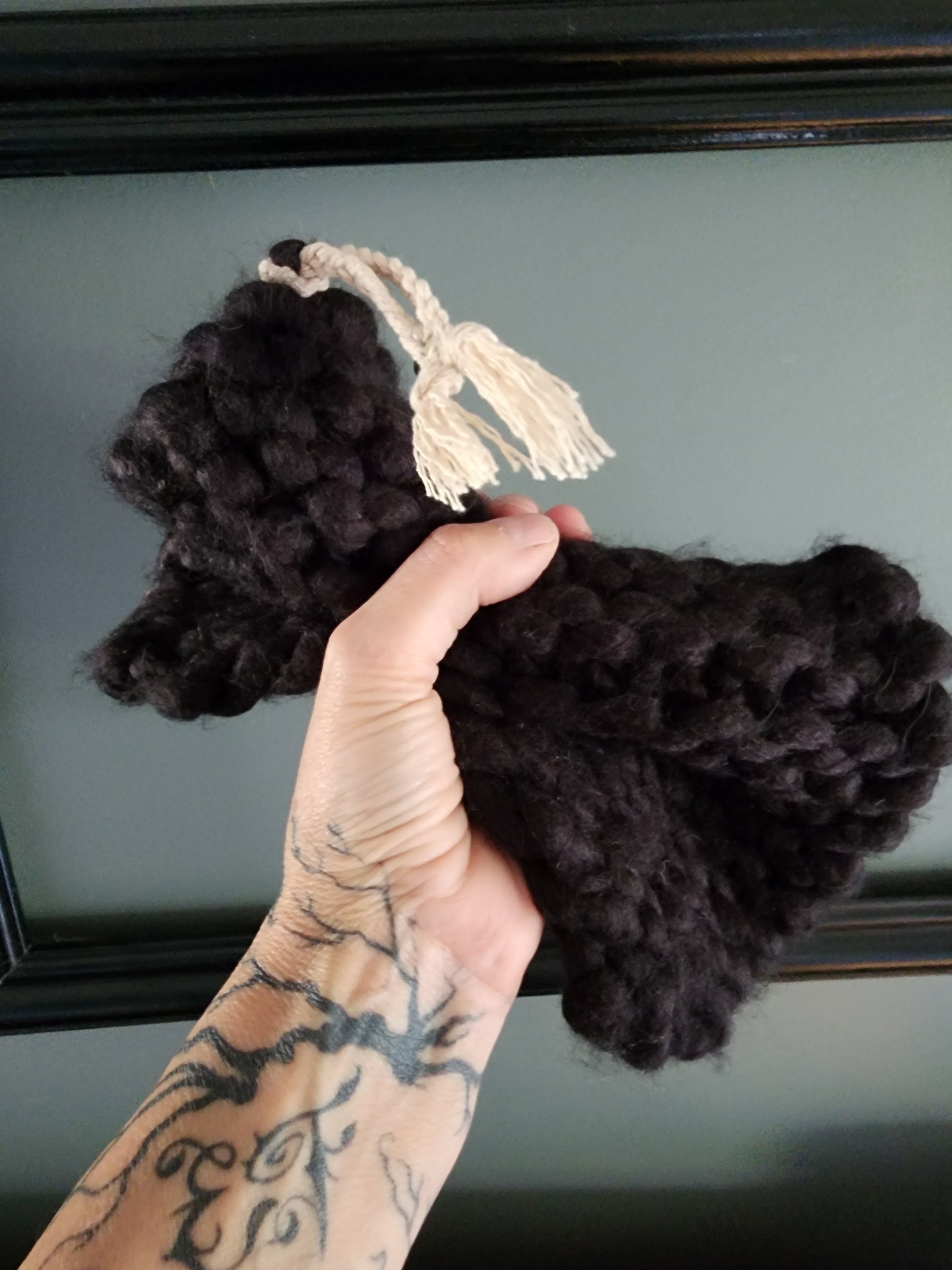 Extra Chunky Handknit Potholder or Trivet in Black