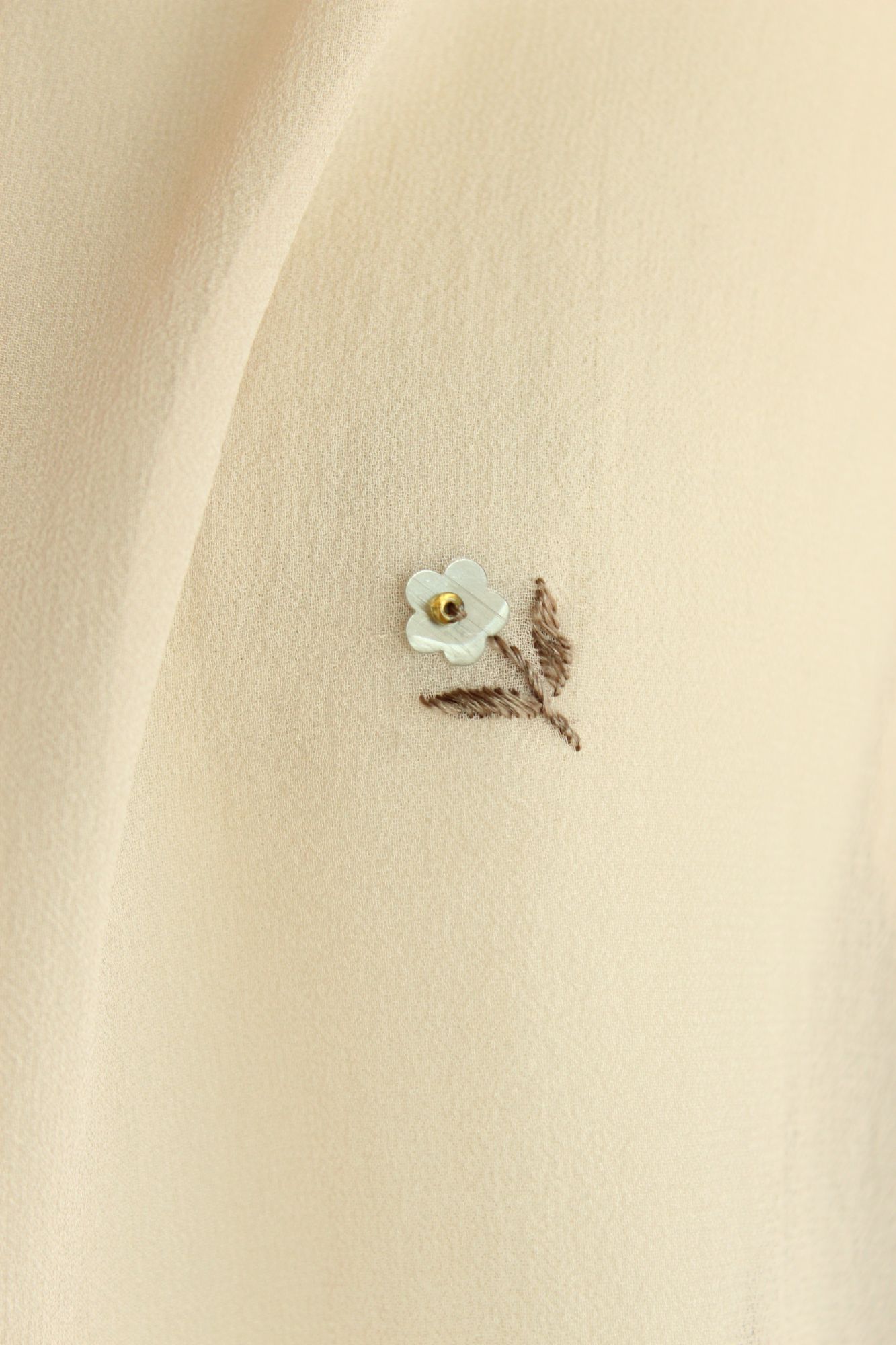 Echo Womens Scarf, Pink Silk Chiffon with Embroidered and Sequin Flowers