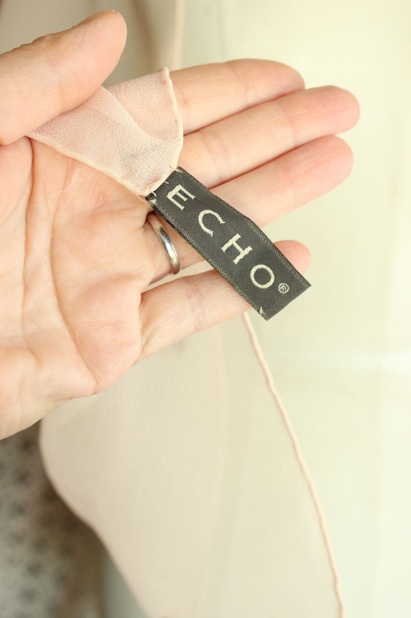 Echo Womens Scarf, Pink Silk Chiffon with Embroidered and Sequin Flowers