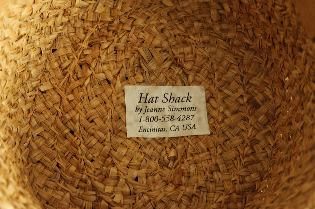 Vintage 1980s Jeanne Simmons Straw Wide Brimmed Sun hat with Silk Flowers