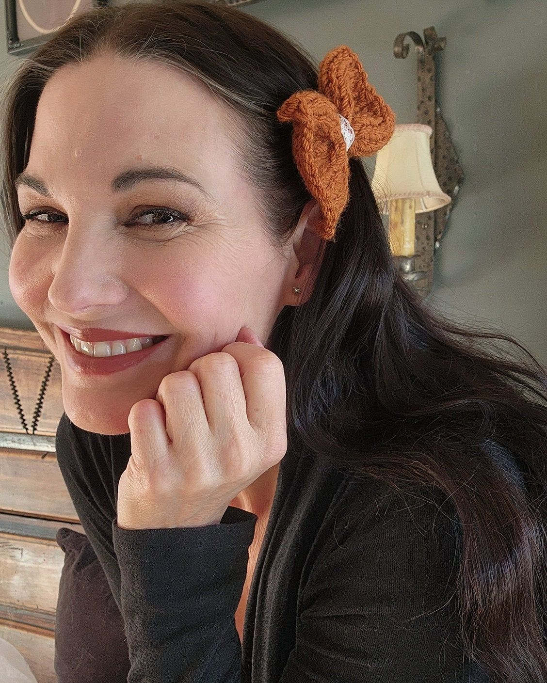 The Autumn Spice Hand Knit Mini Hair Bow on Clip