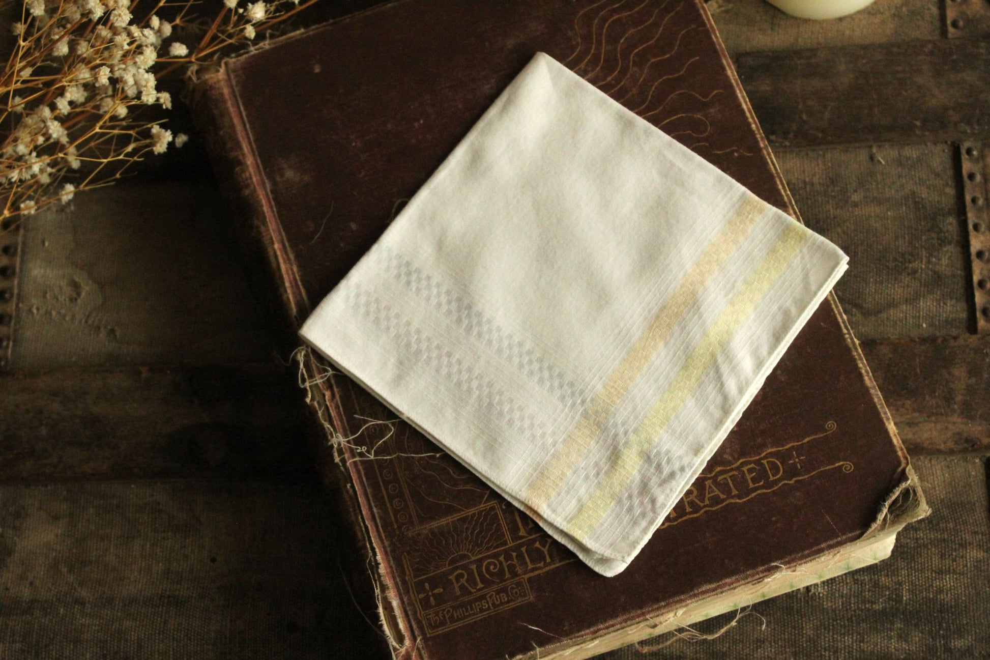 Vintage White Hanky With Pastel Stripes