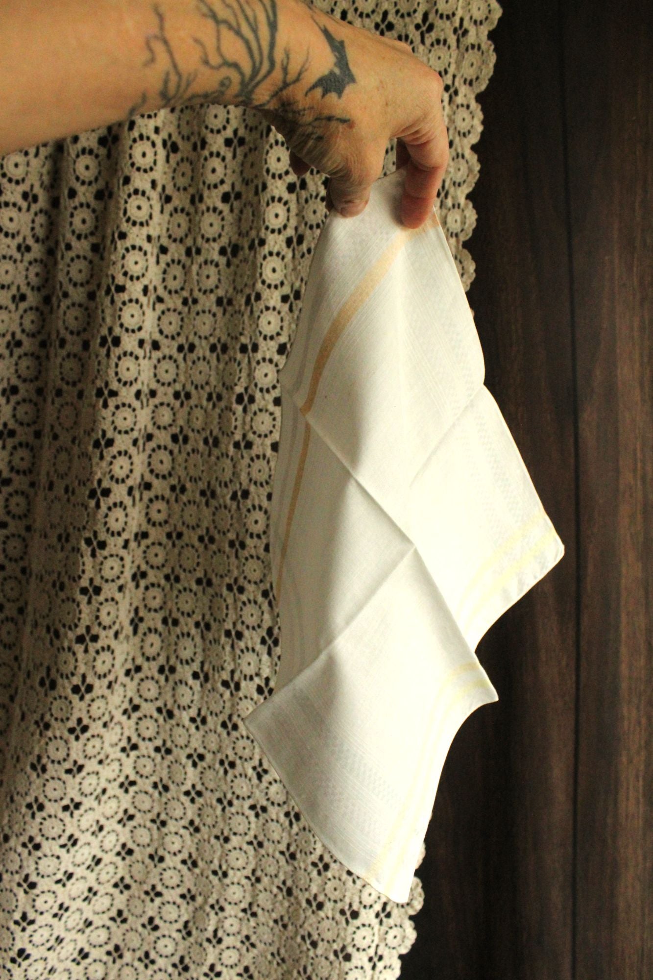 Vintage White Hanky With Pastel Stripes