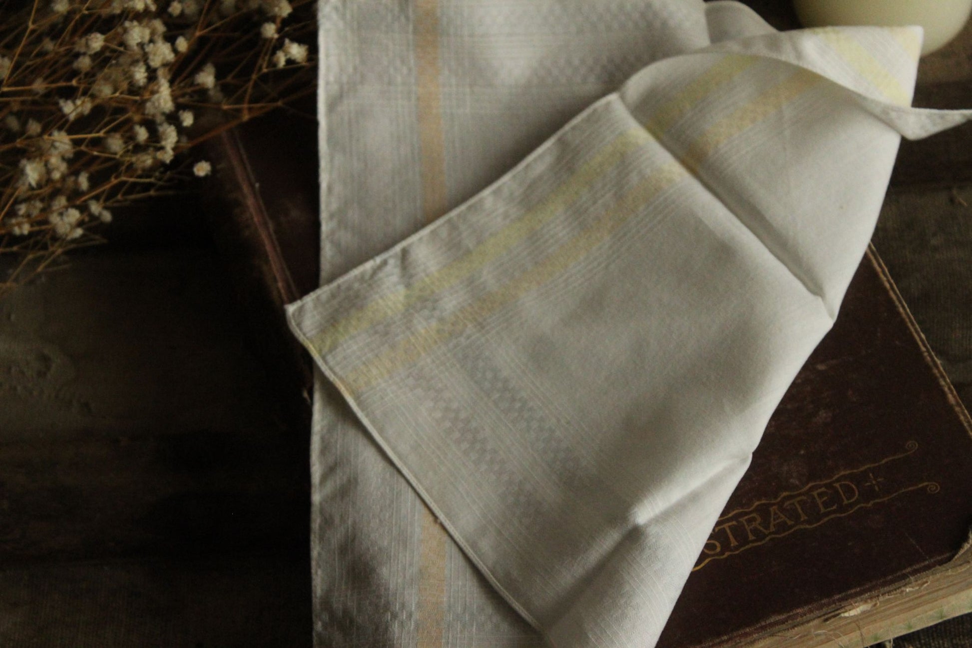 Vintage White Hanky With Pastel Stripes