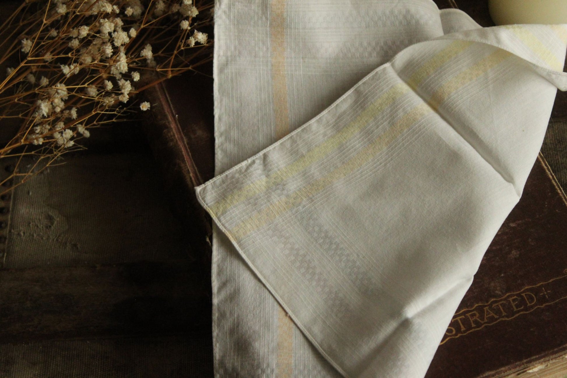 Vintage White Hanky With Pastel Stripes