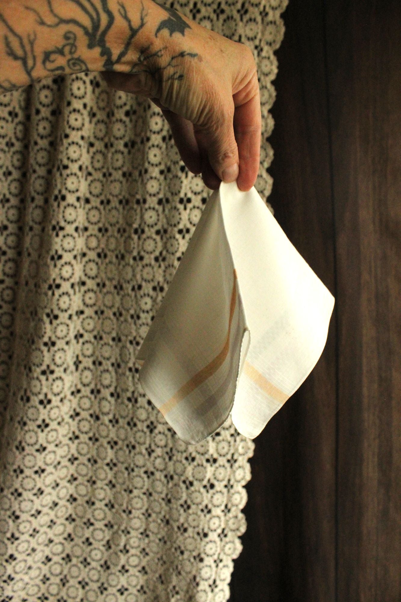 Vintage White Hanky With Pastel Stripes