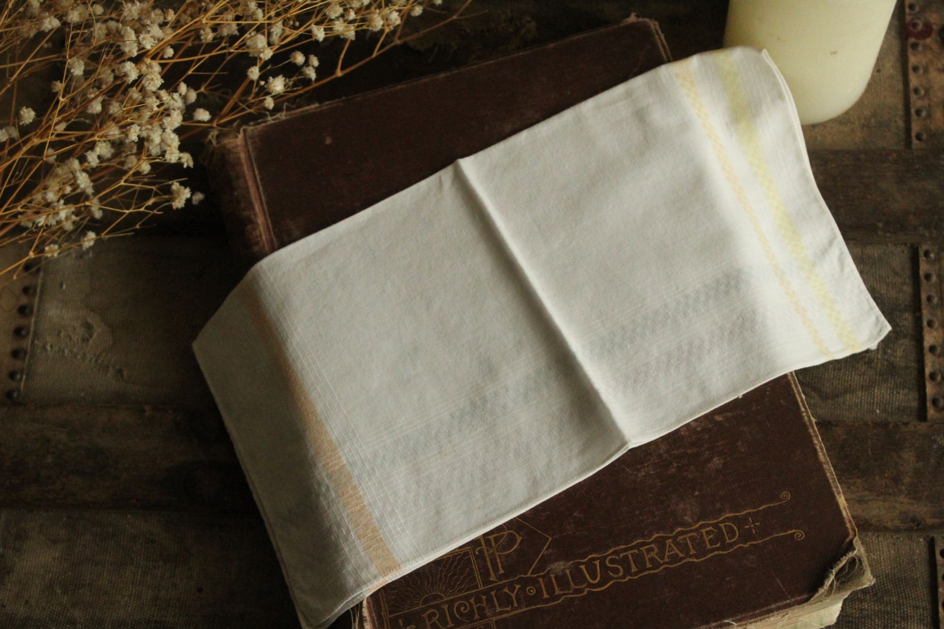 Vintage White Hanky With Pastel Stripes
