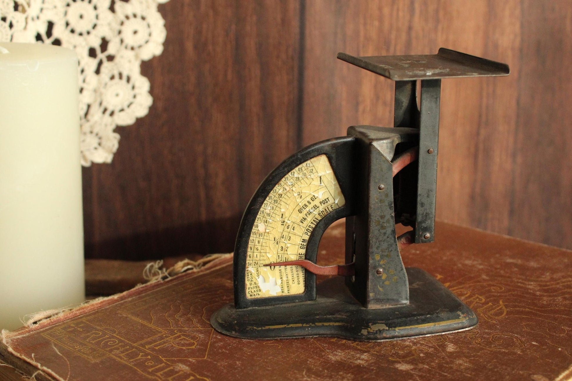 Vintage 1910s Triner Gem Postal Scale WW1 Painted Black, Rare Dual Rates