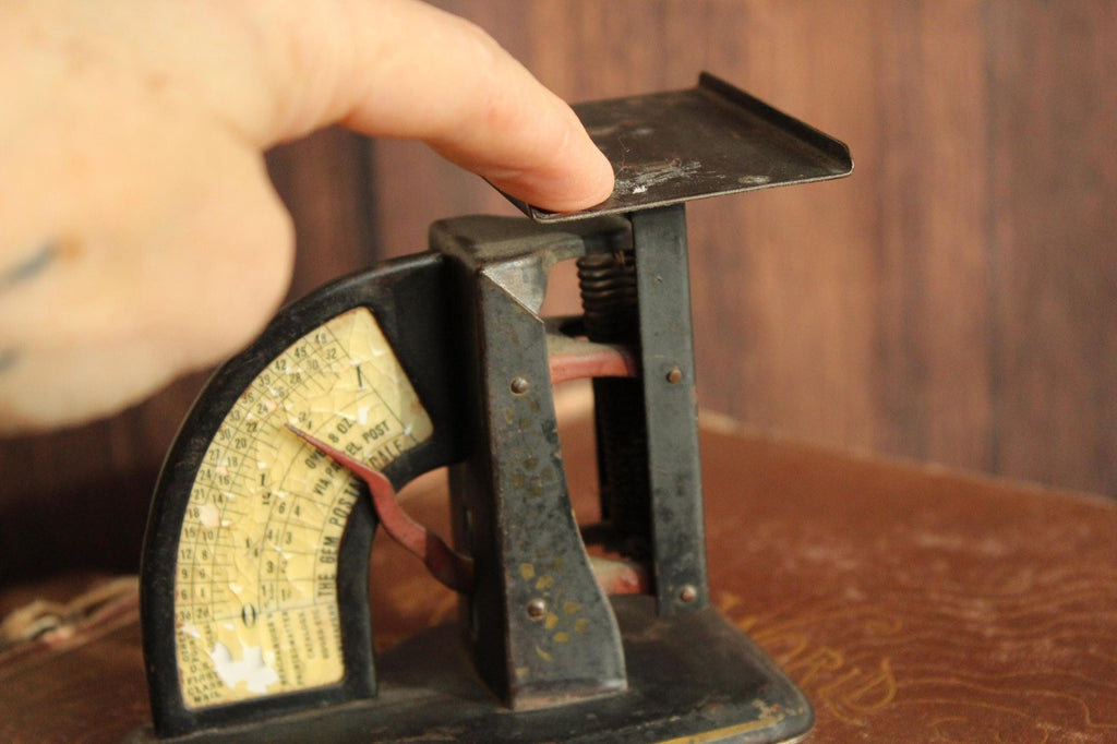 Vintage 1910s Triner Gem Postal Scale WW1 Painted Black, Rare Dual Rates