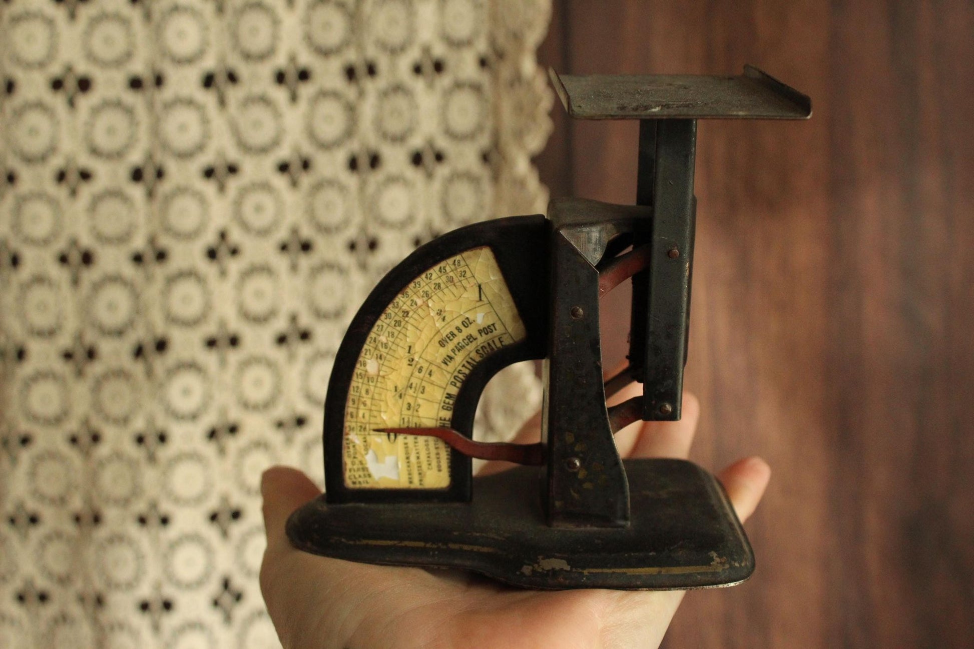 Vintage 1910s Triner Gem Postal Scale WW1 Painted Black, Rare Dual Rates