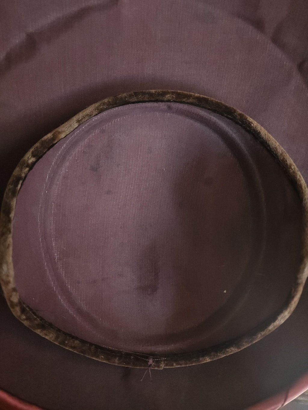 Vintage 1940s Brown Velvet Mushroom Tilt Hat With Faux Pearl Trim