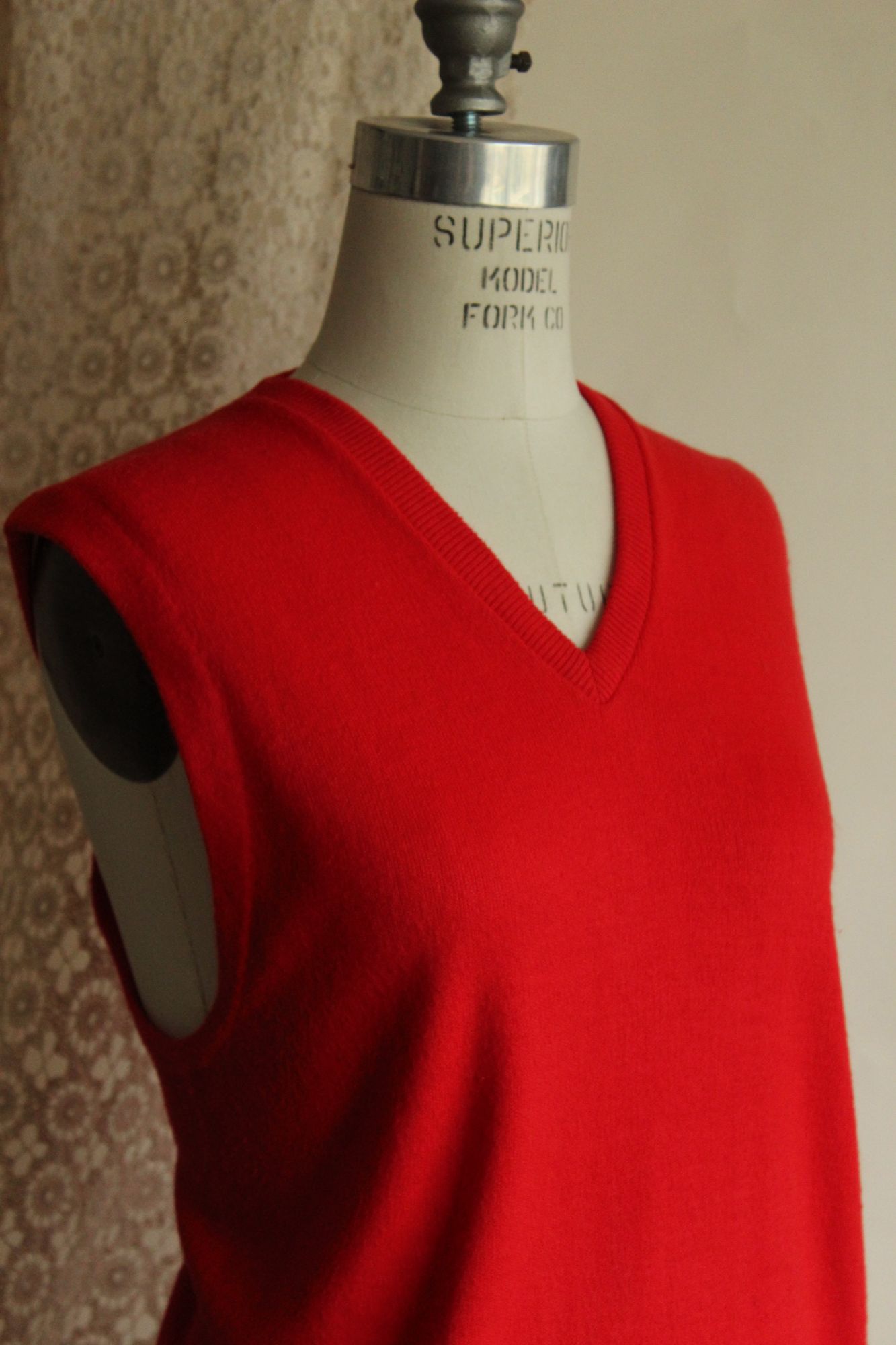 Vintage 1950s Marston's Red Orlon V Neck Sweater Vest