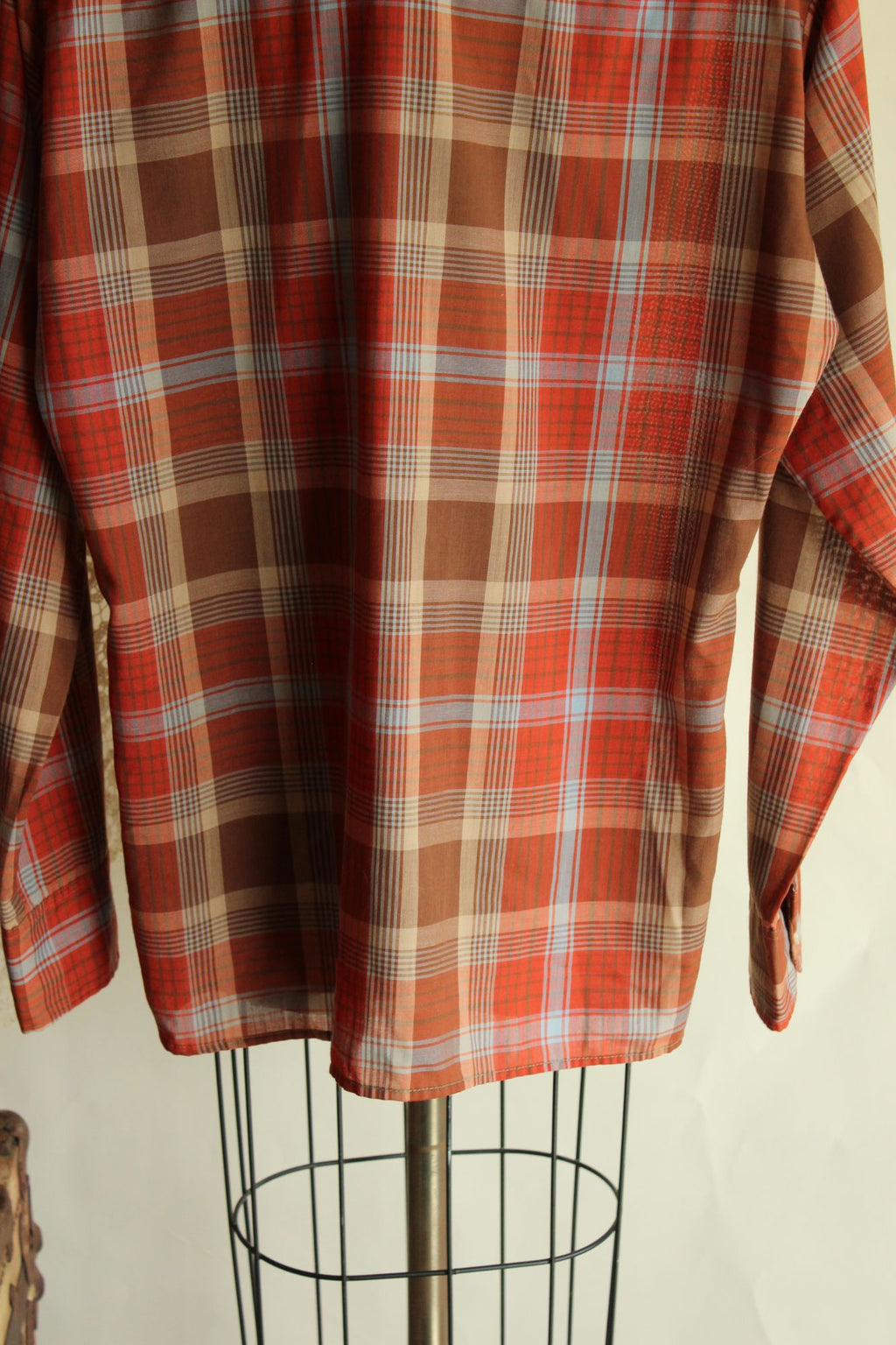 Vintage 1970s Viking Orange Plaid Button Down Shirt