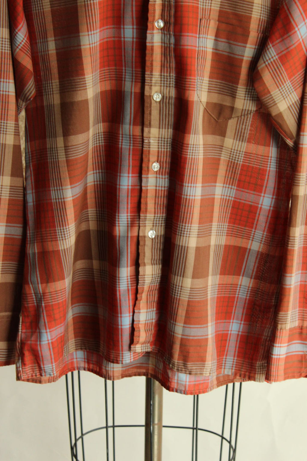 Vintage 1970s Viking Orange Plaid Button Down Shirt