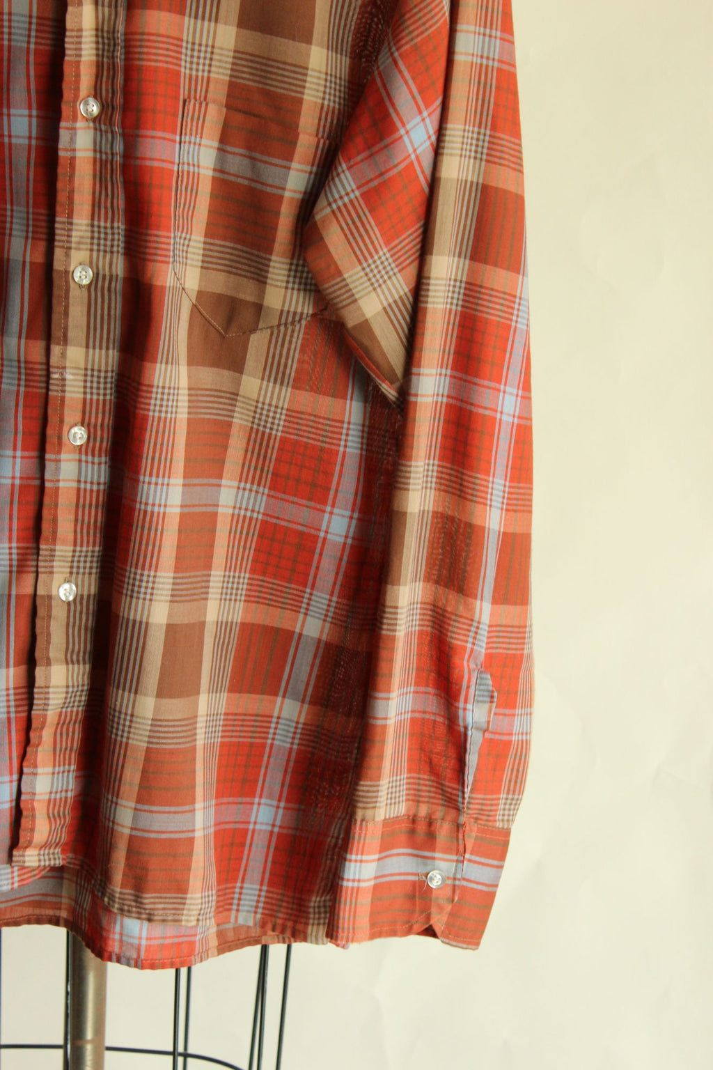 Vintage 1970s Viking Orange Plaid Button Down Shirt