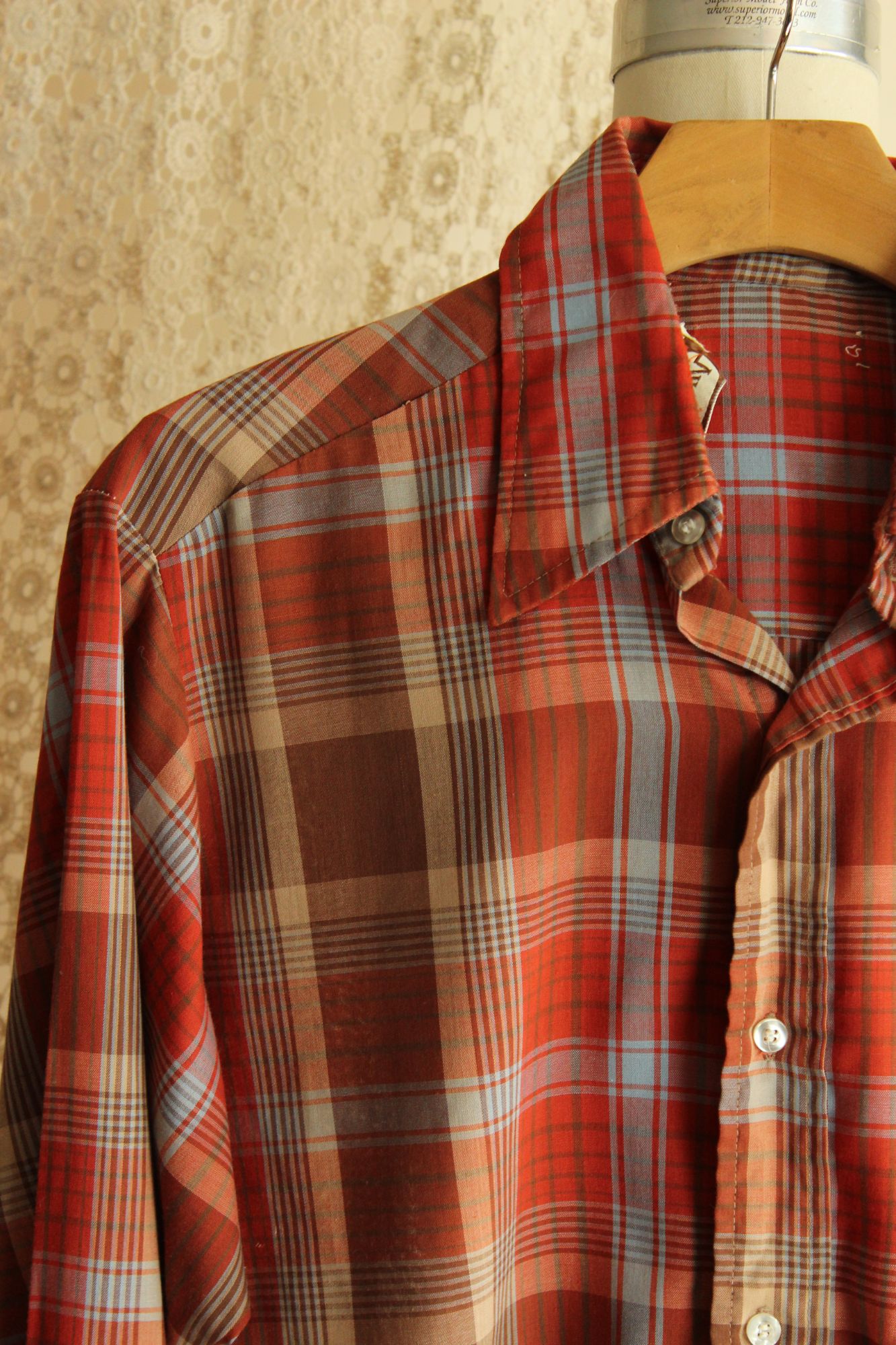 Vintage 1970s Viking Orange Plaid Button Down Shirt