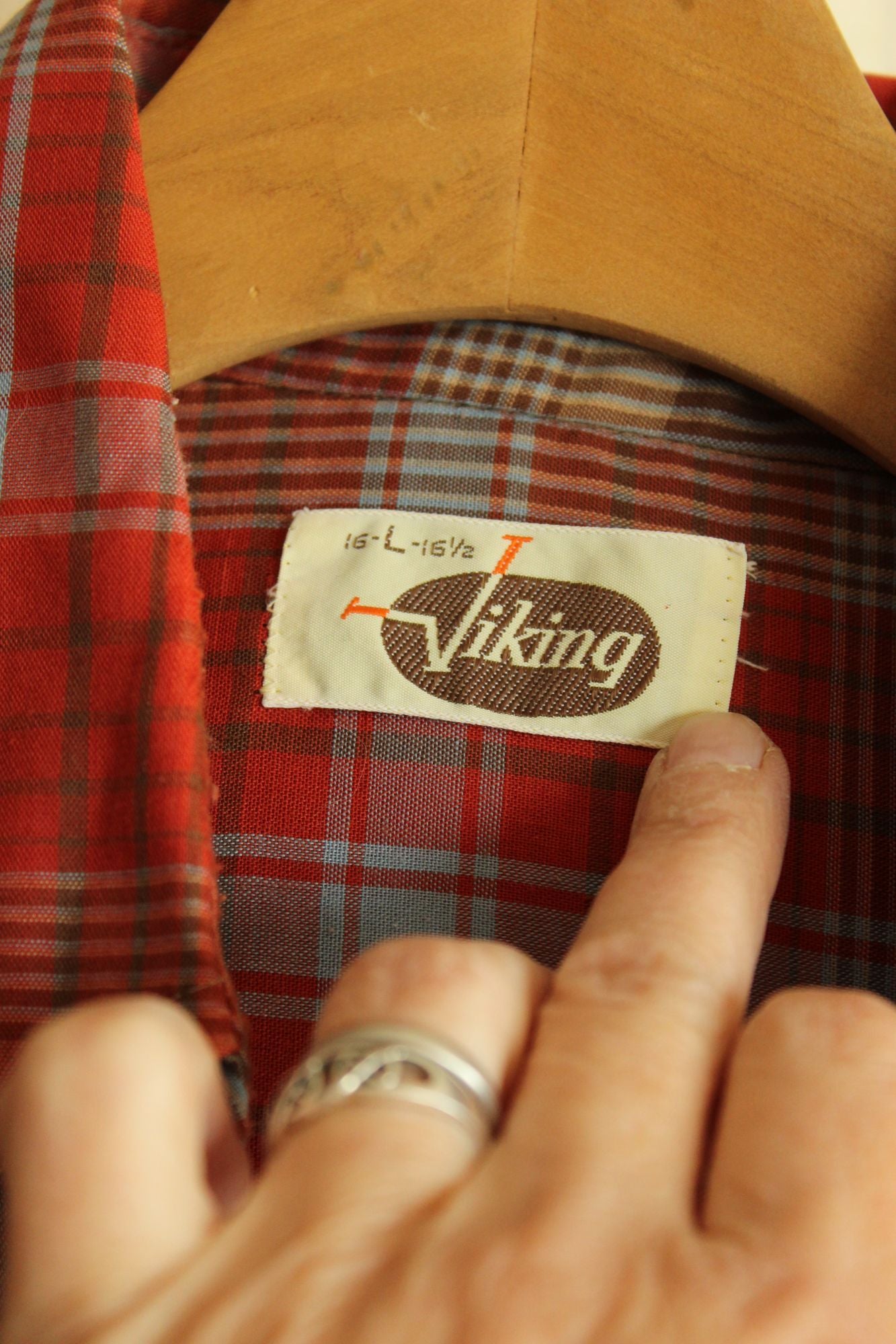 Vintage 1970s Viking Orange Plaid Button Down Shirt