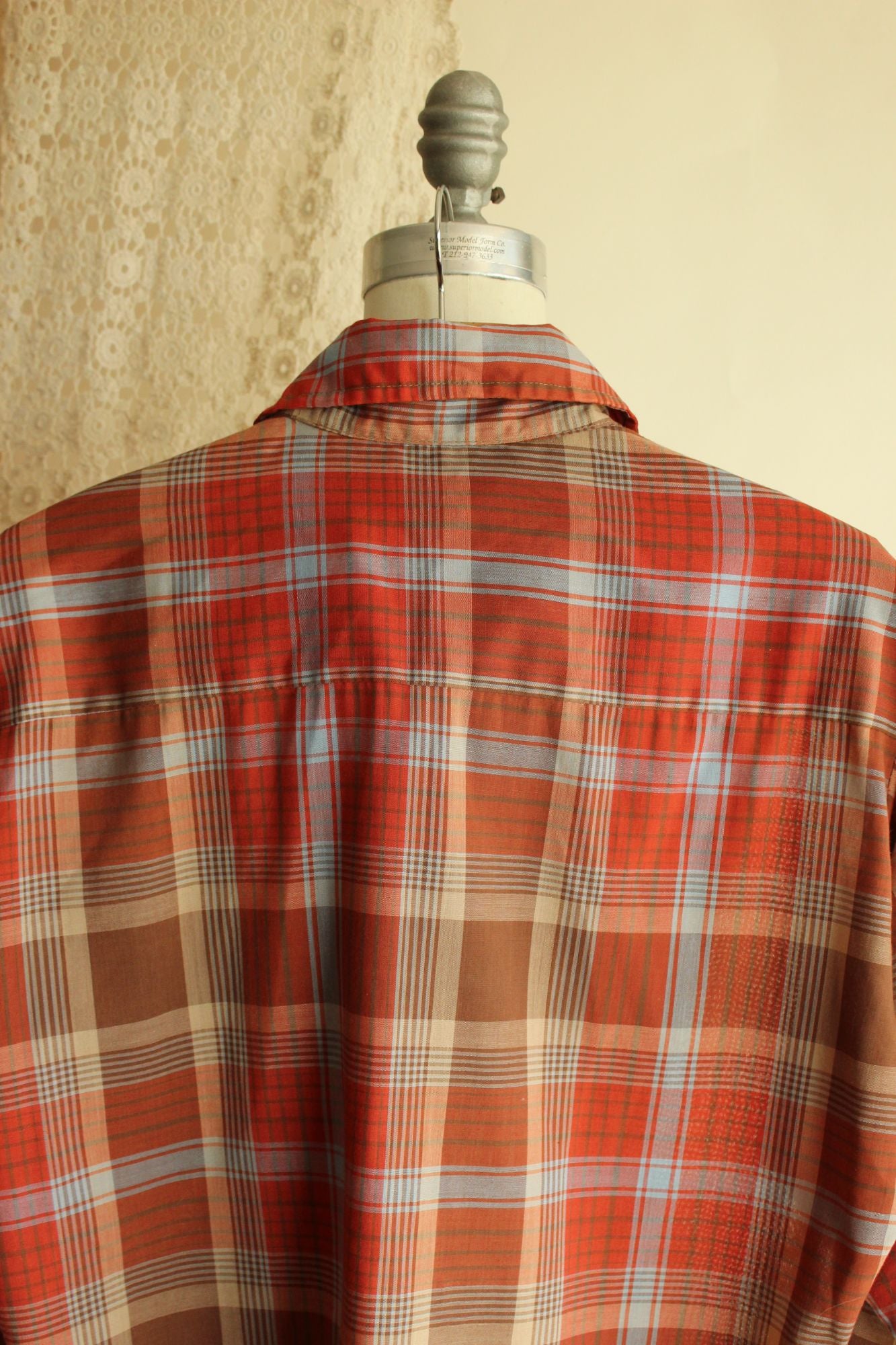 Vintage 1970s Viking Orange Plaid Button Down Shirt