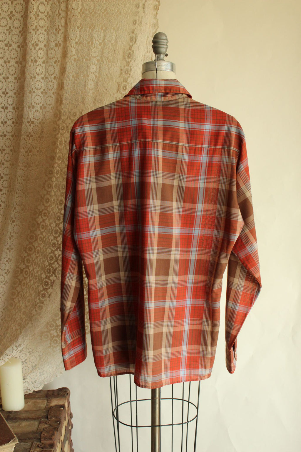 Vintage 1970s Viking Orange Plaid Button Down Shirt
