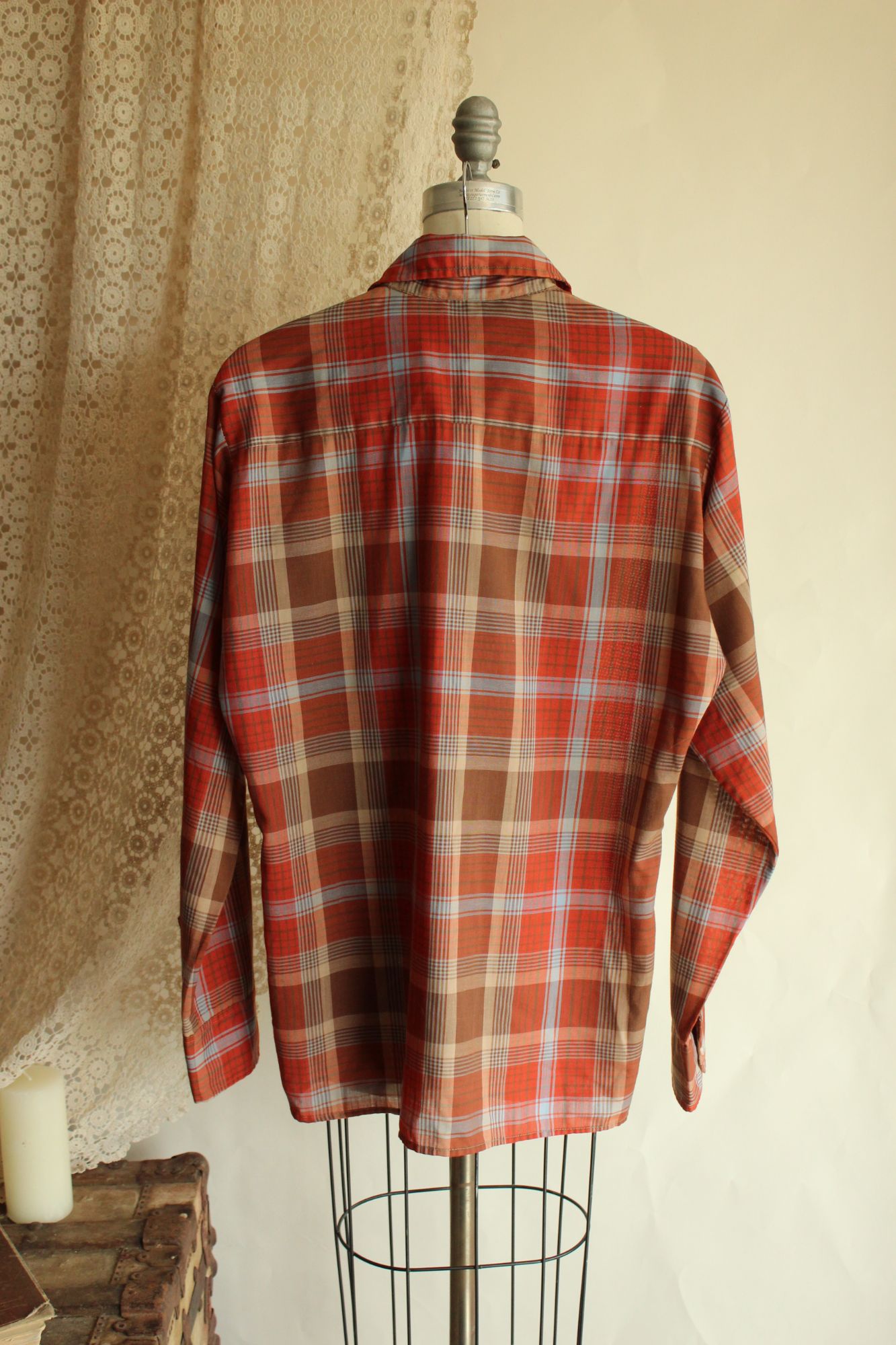 Vintage 1970s Viking Orange Plaid Button Down Shirt