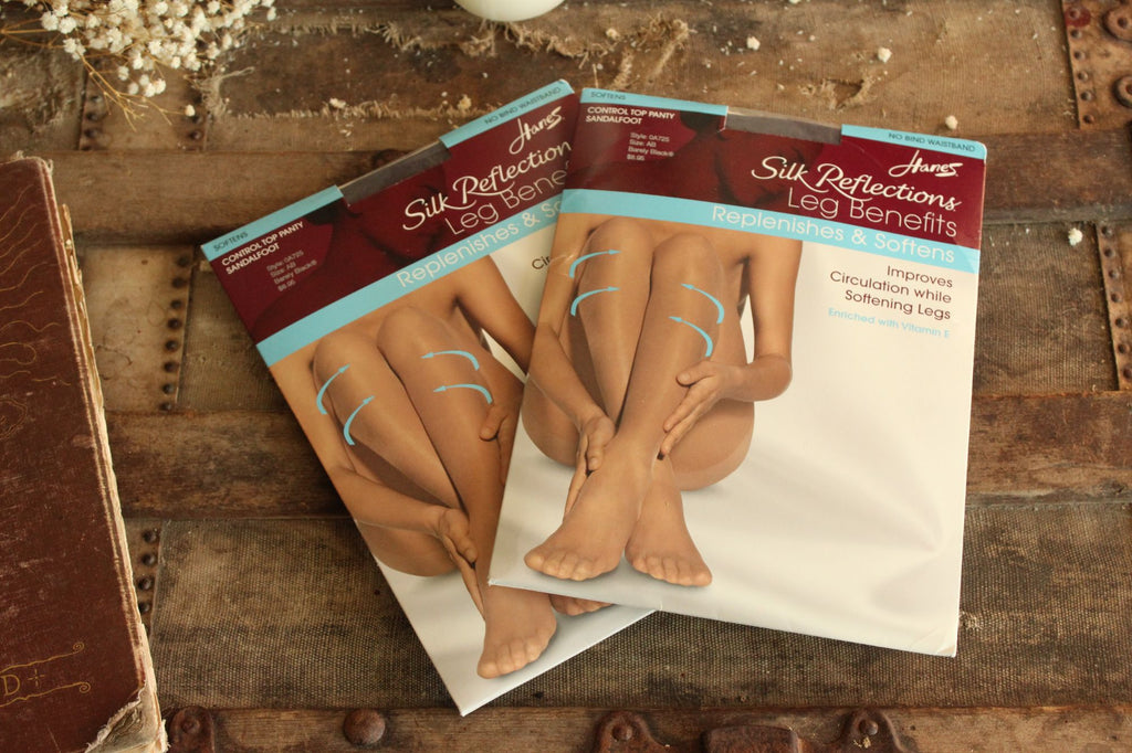 Vintage 1990s 2000s Pantyhose, New Hanes Barely Black, Size A-B