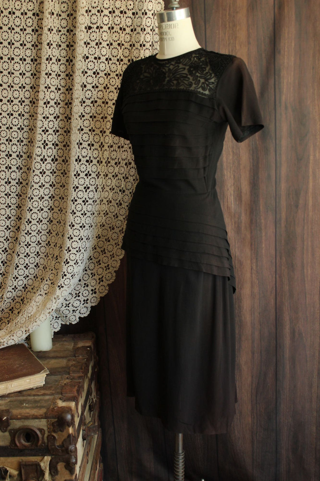 Vintage 1940s Dress with Soutache Trim