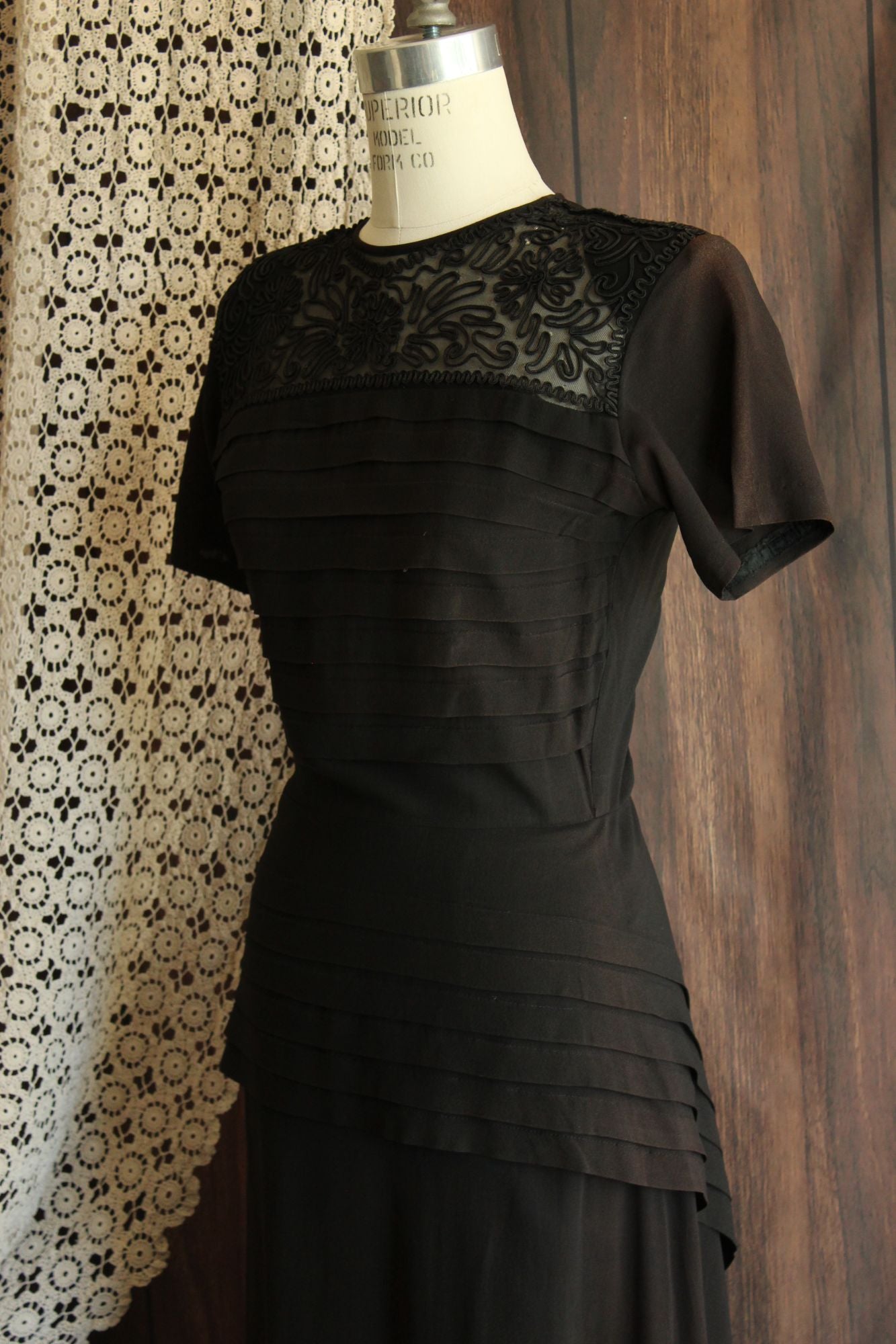 Vintage 1940s Dress with Soutache Trim