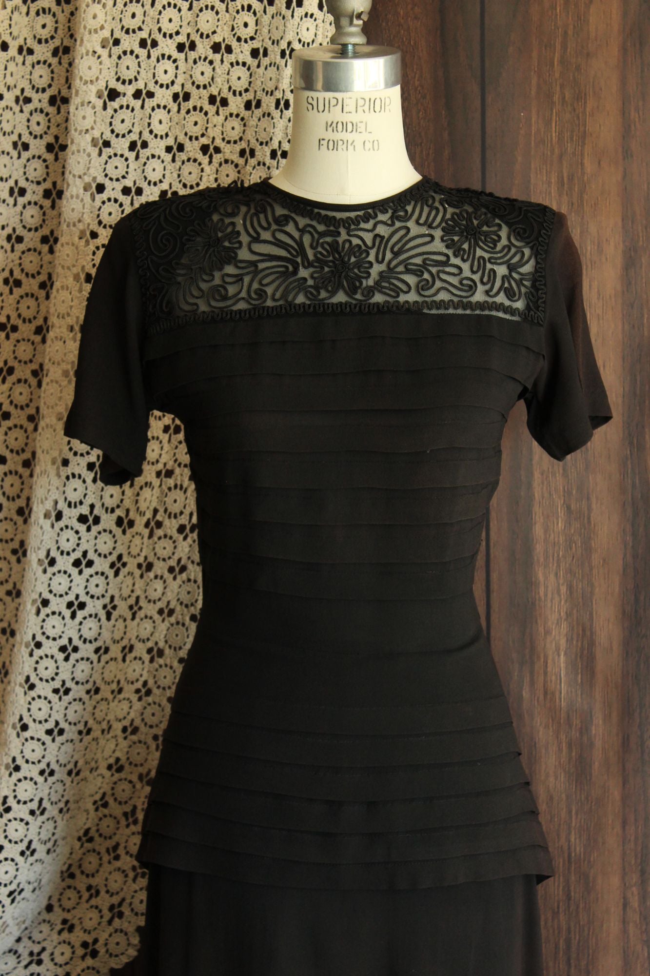 Vintage 1940s Dress with Soutache Trim