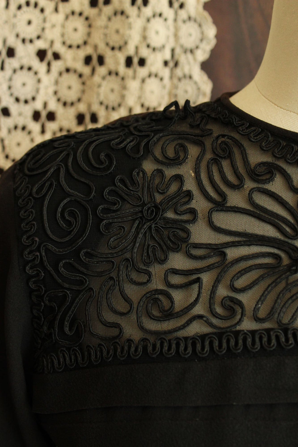 Vintage 1940s Dress with Soutache Trim