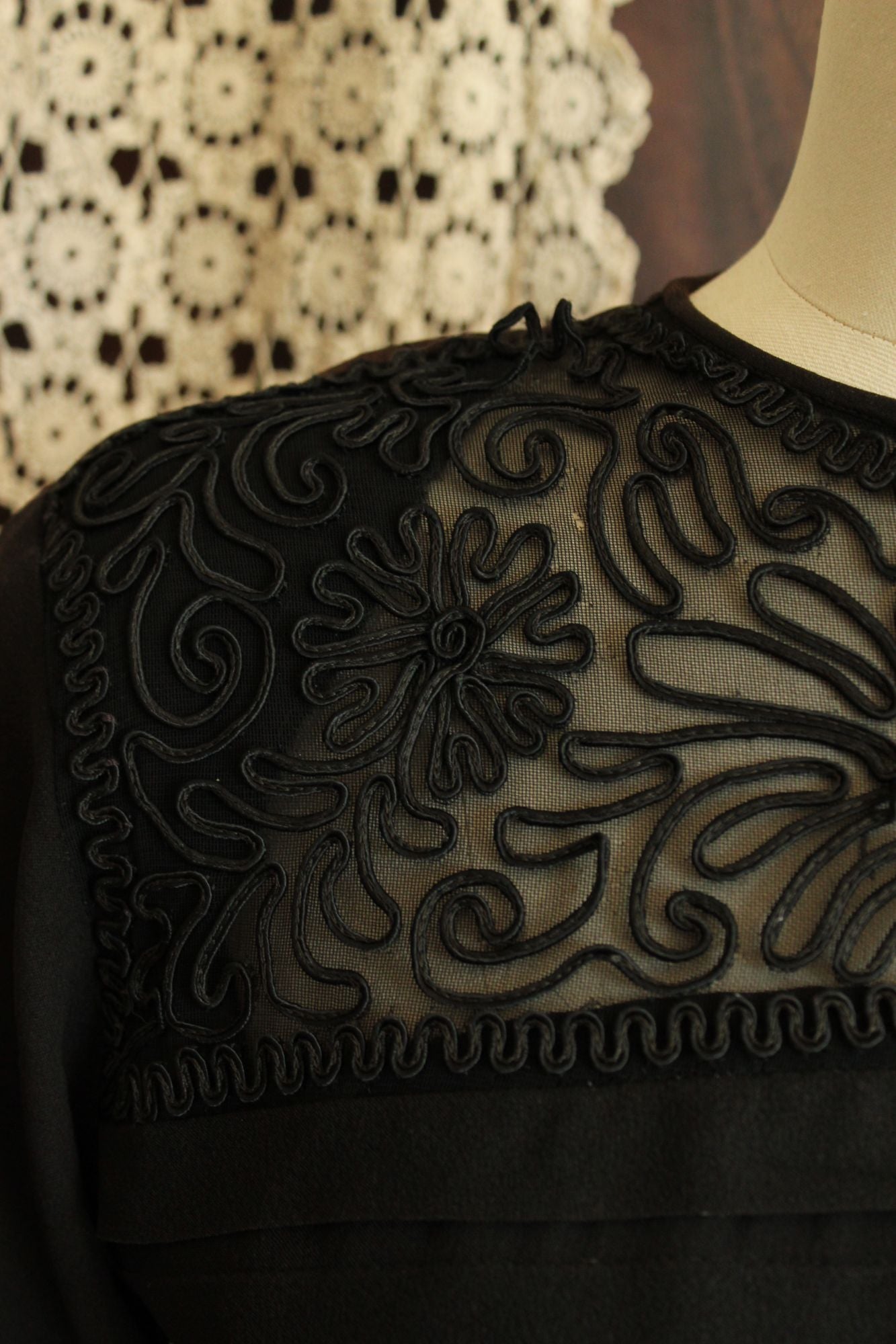 Vintage 1940s Dress with Soutache Trim